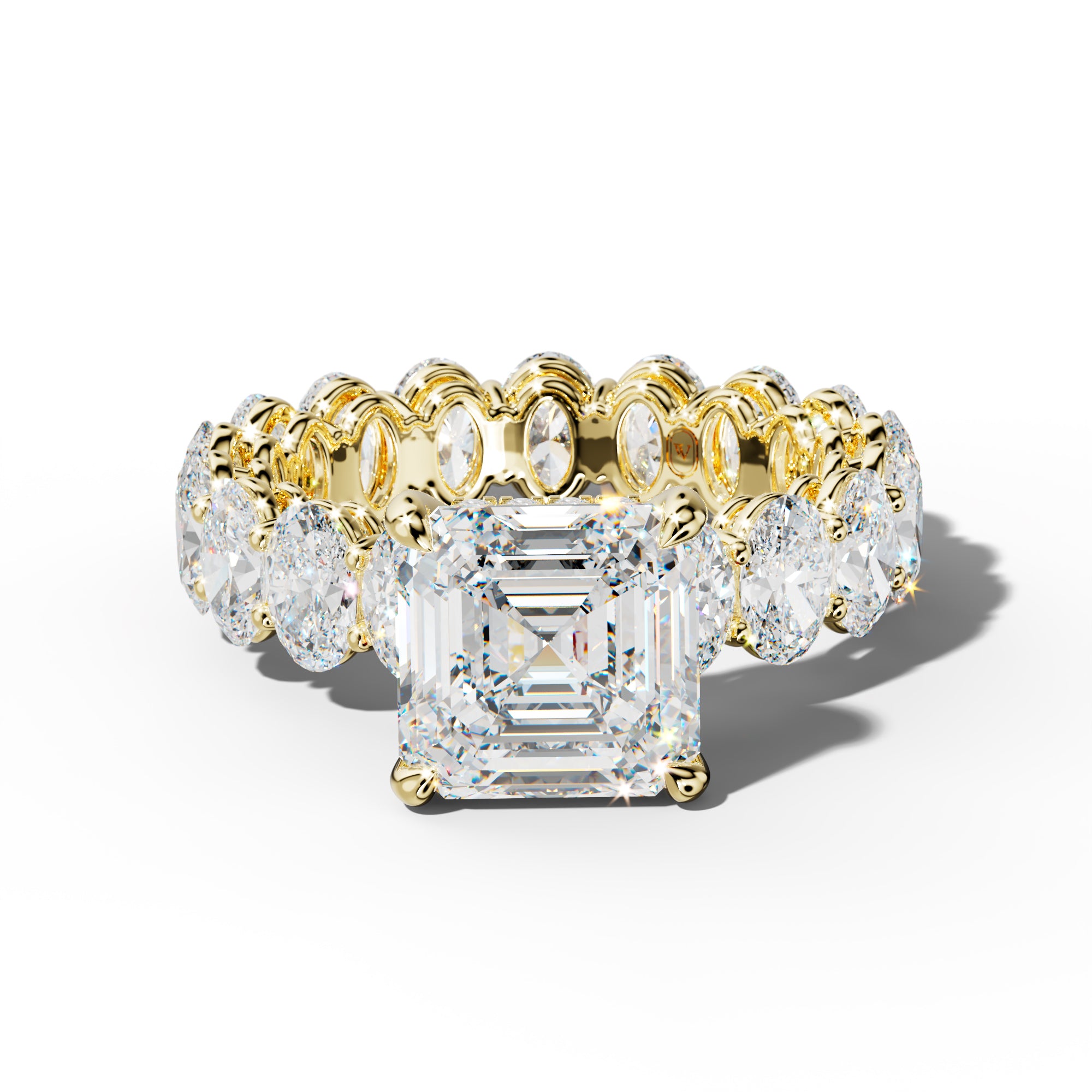 Amoura Asscher Diamond Engagement Ring With Oval Side Stones