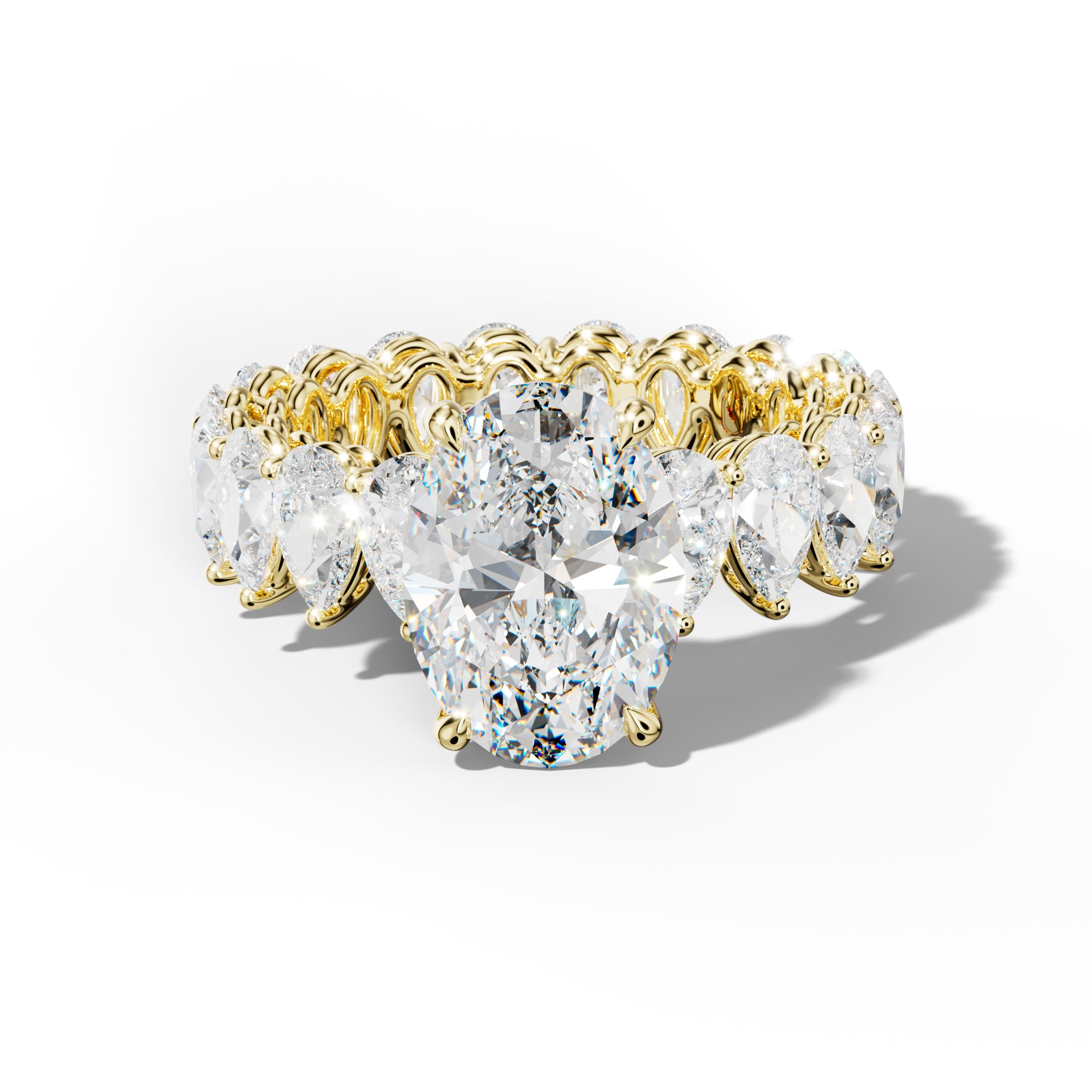 Maya Oval Diamond Engagement Ring With Pear Shape Side Stones