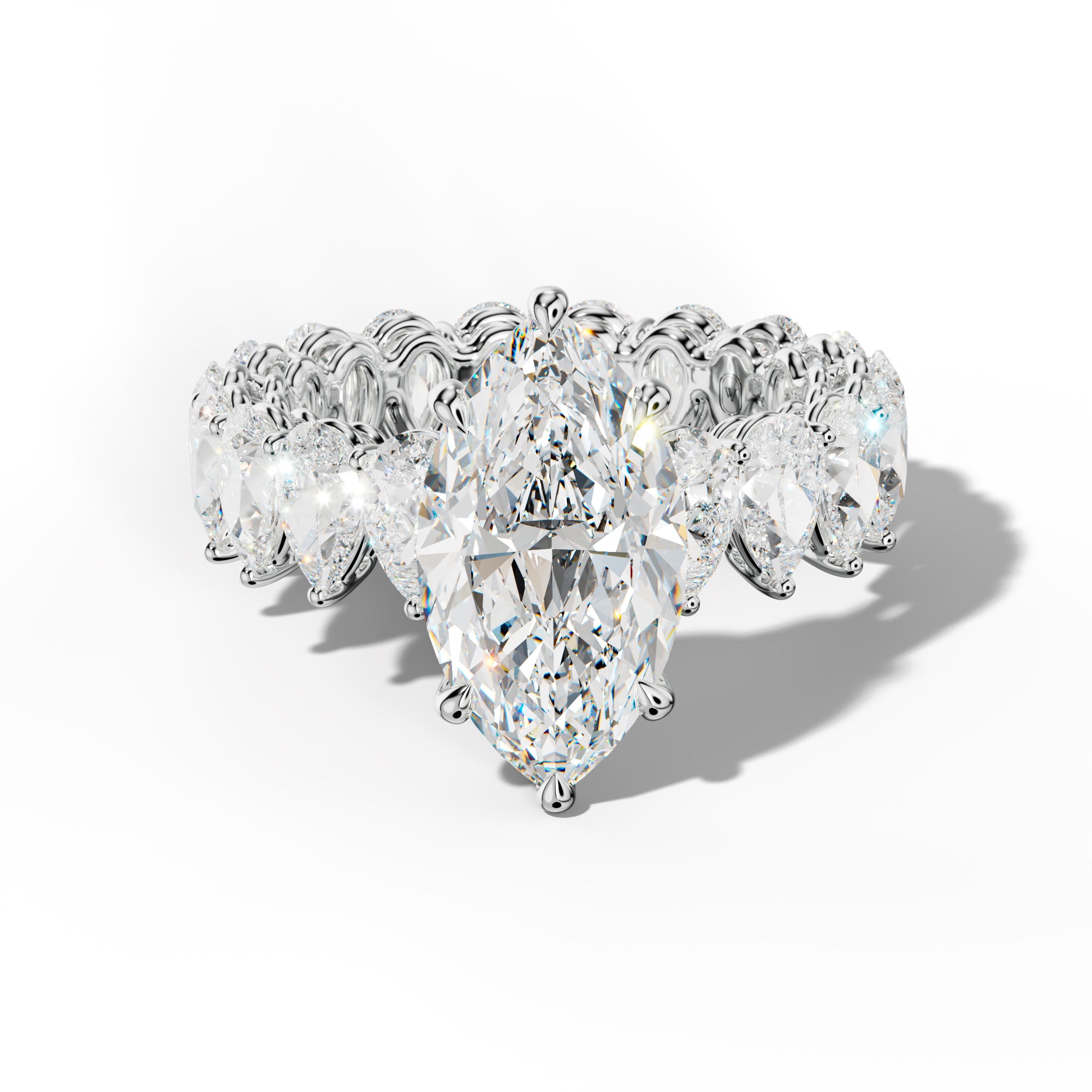 Maya Marquise Diamond Engagement Ring With Pear Shape Side Stones