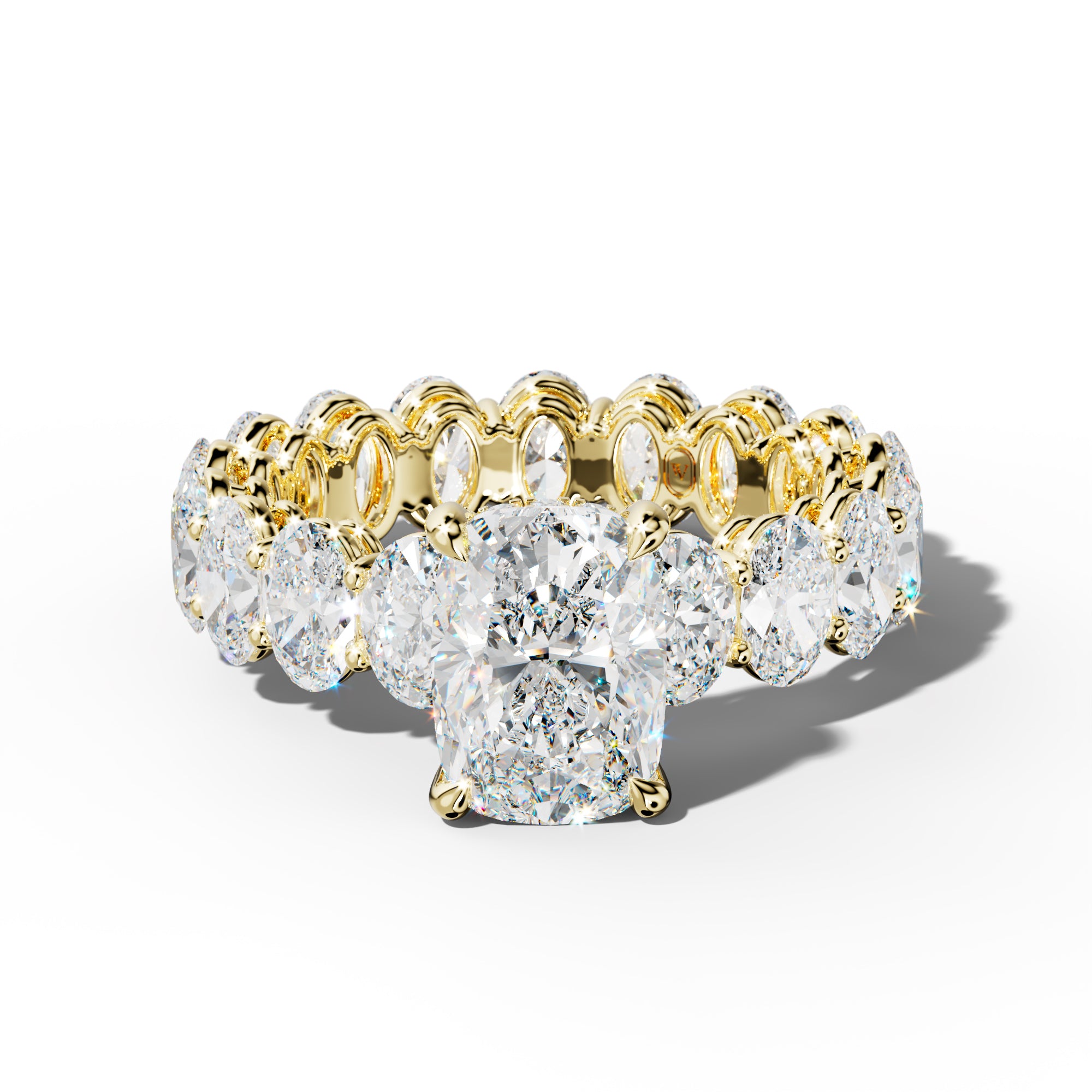 Amoura Elongated Cushion Diamond Engagement Ring With Oval Side Stones