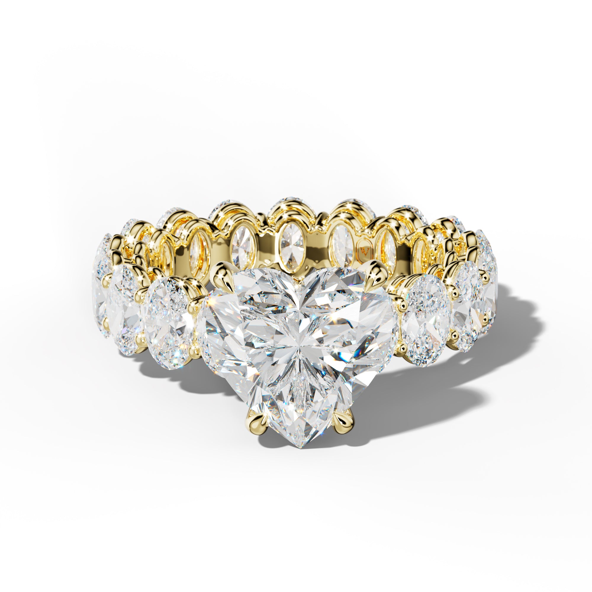 Amoura Heart Diamond Engagement Ring With Oval Side Stones