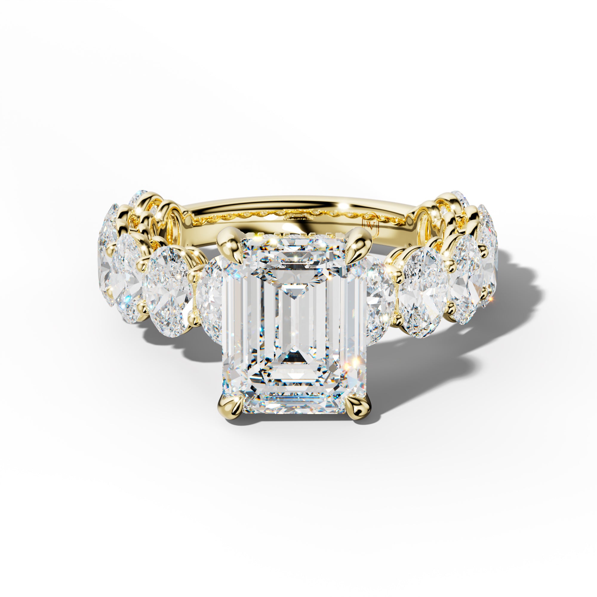 Saylor Emerald Cut Engagement Ring With Oval Side Stones