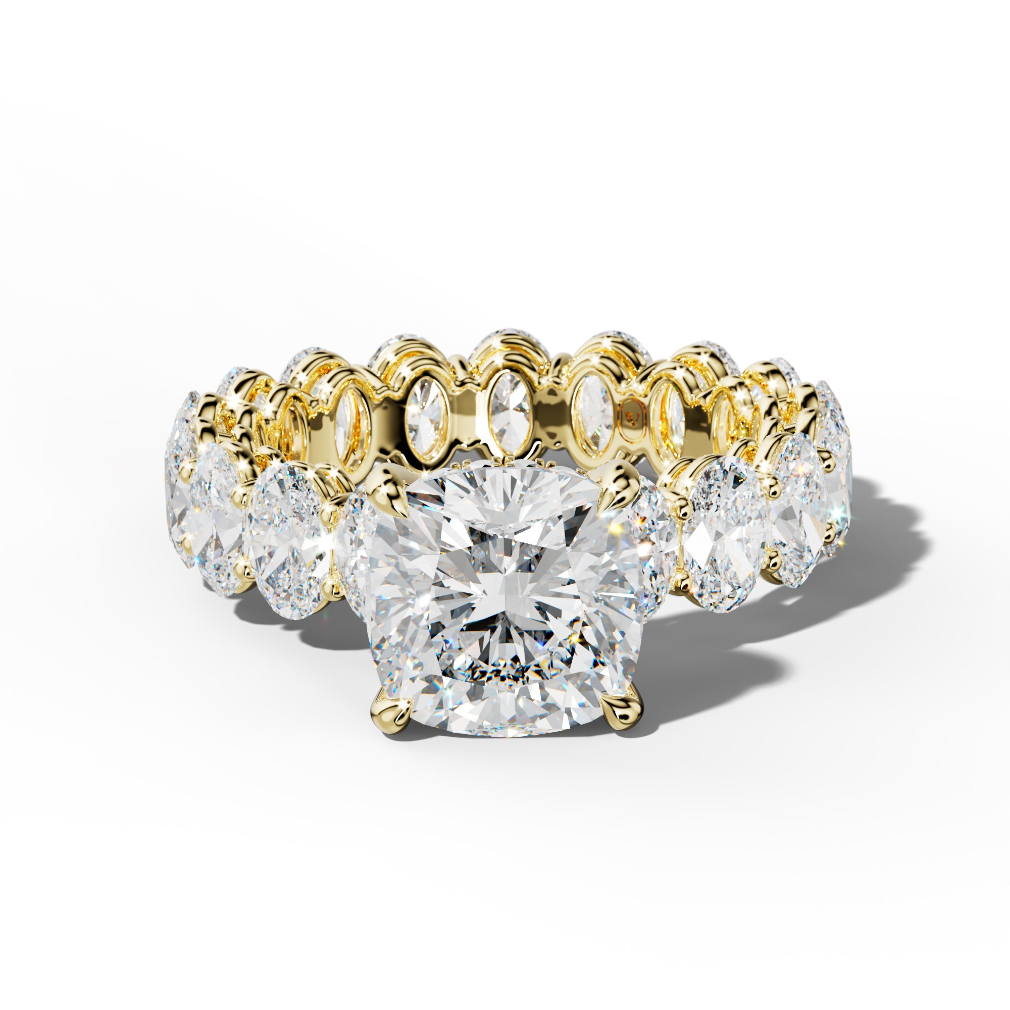 Amoura Cushion Diamond Engagement Ring With Oval Side Stones