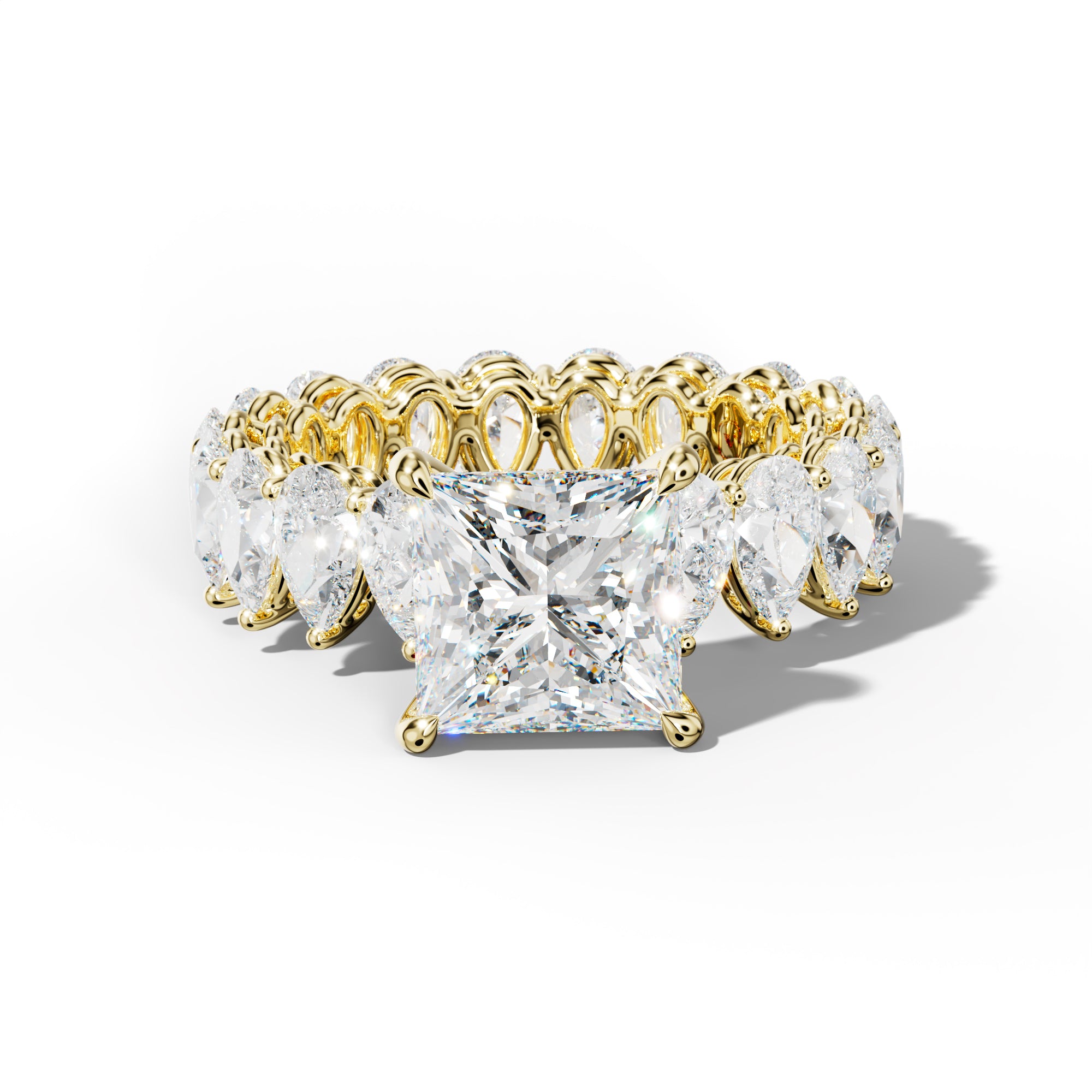 Maya Princess Cut Diamond Engagement Ring With Pear Shape Side Stones