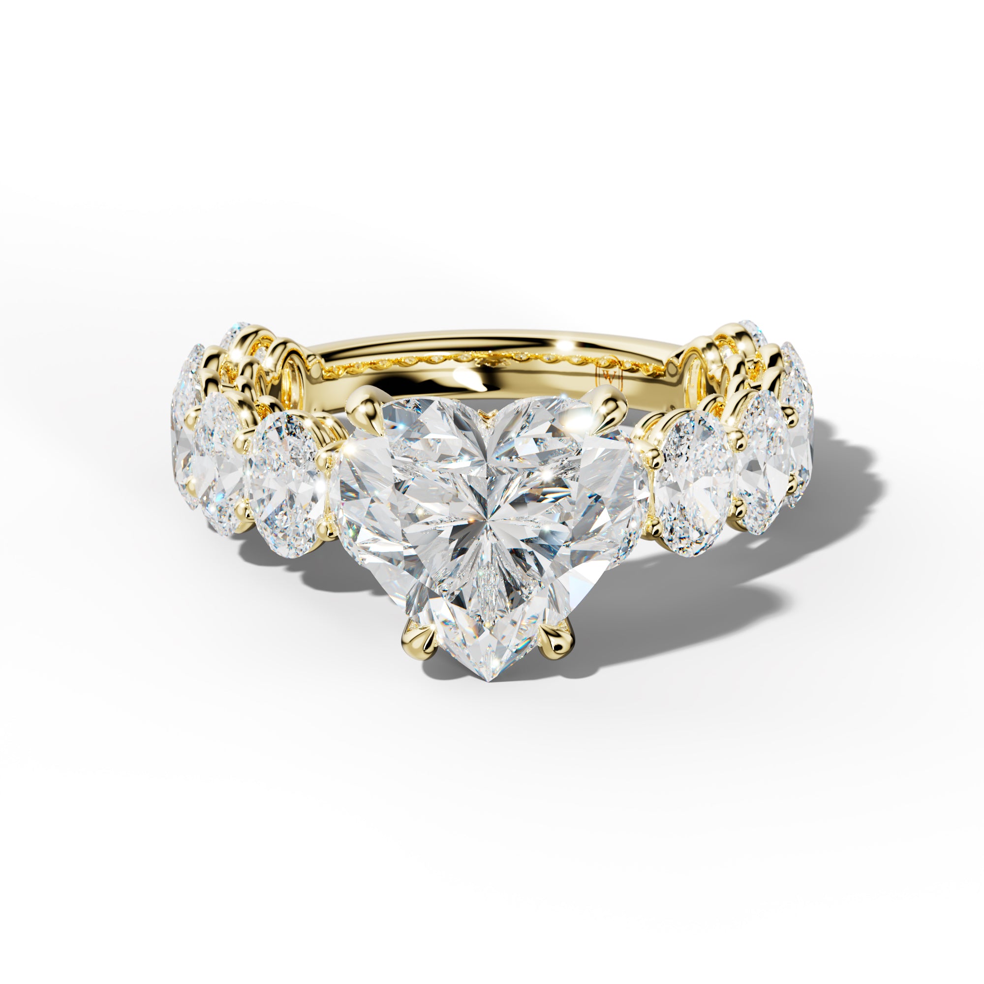 Saylor Heart Diamond Engagement Ring With Oval Side Stones