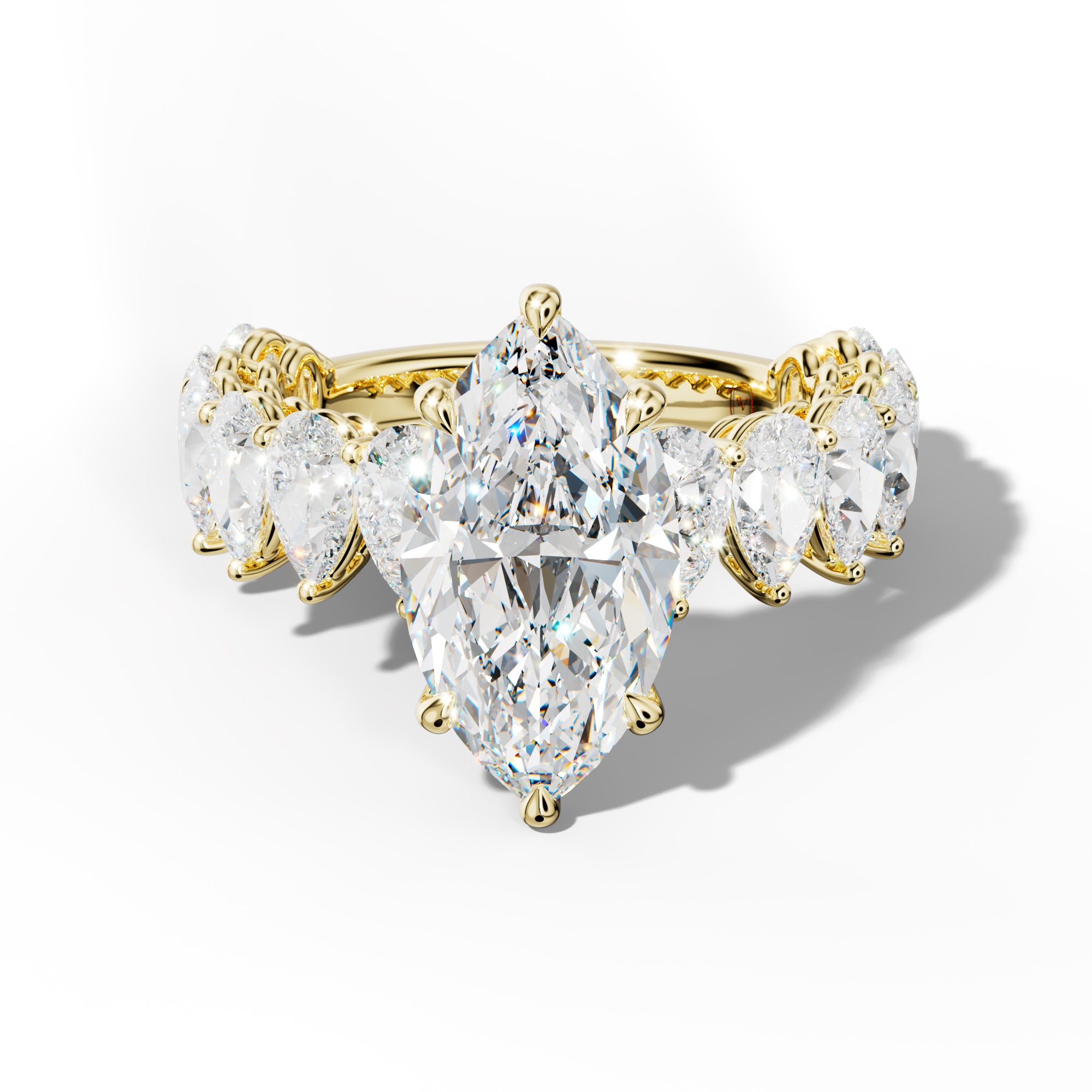 Remi Marquise Diamond Engagement Ring With Pear Shape Side Stones