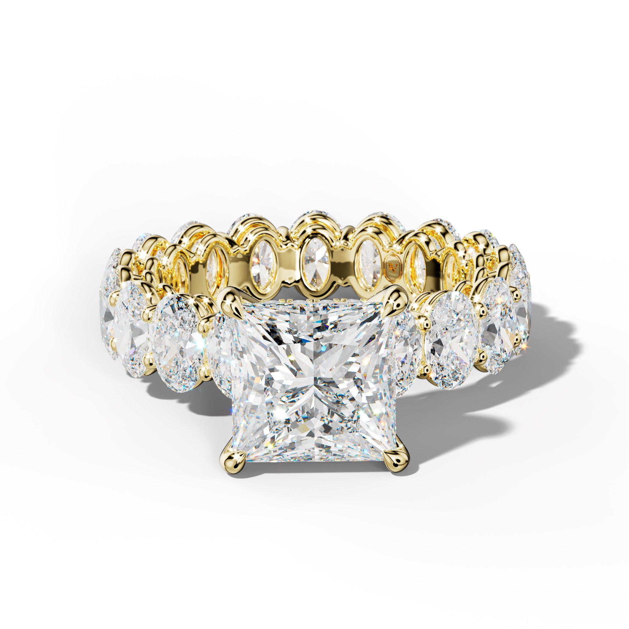Amoura Princess Cut Engagement Ring With Oval Side Stones