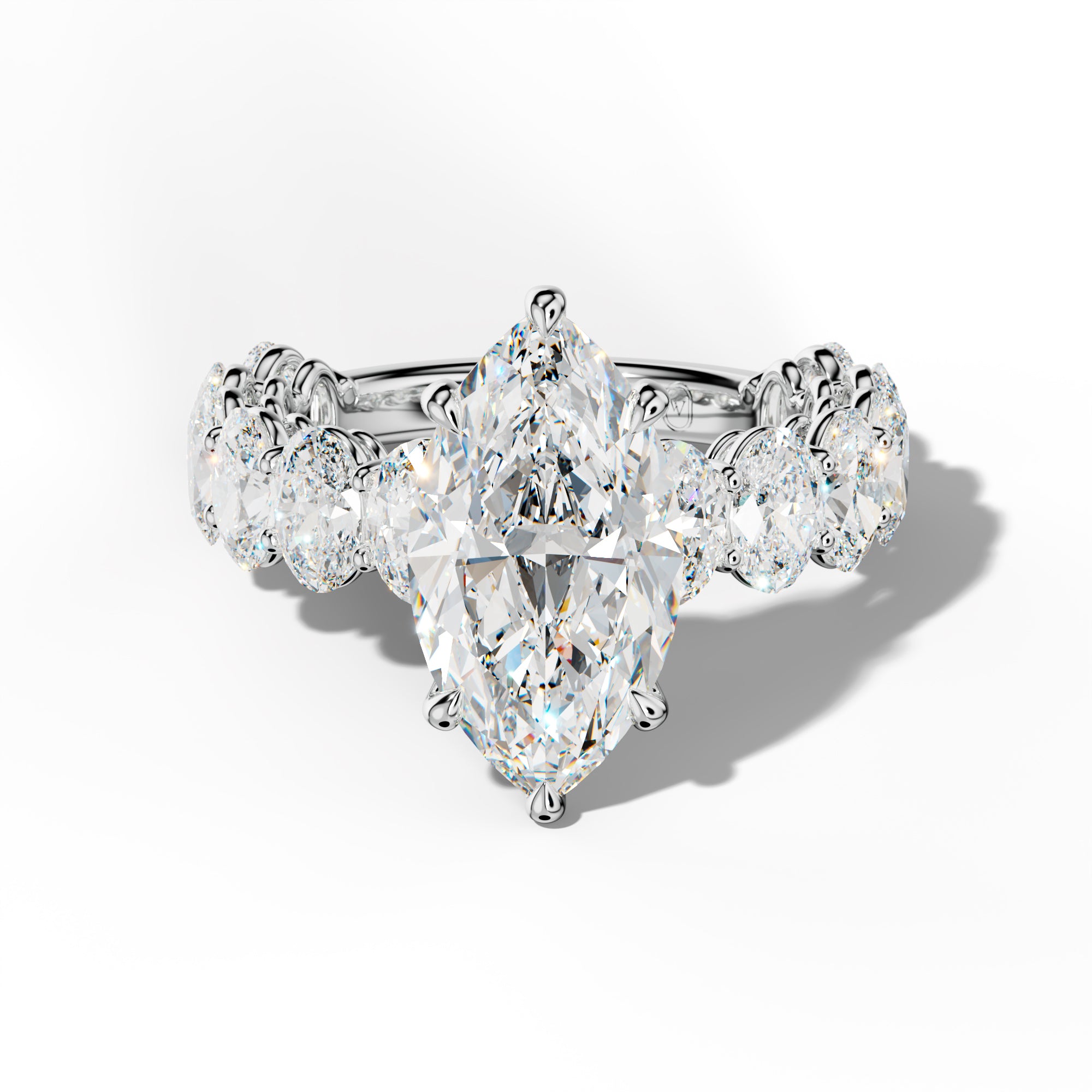 Saylor Marquise Diamond Engagement Ring With Oval Side Stones