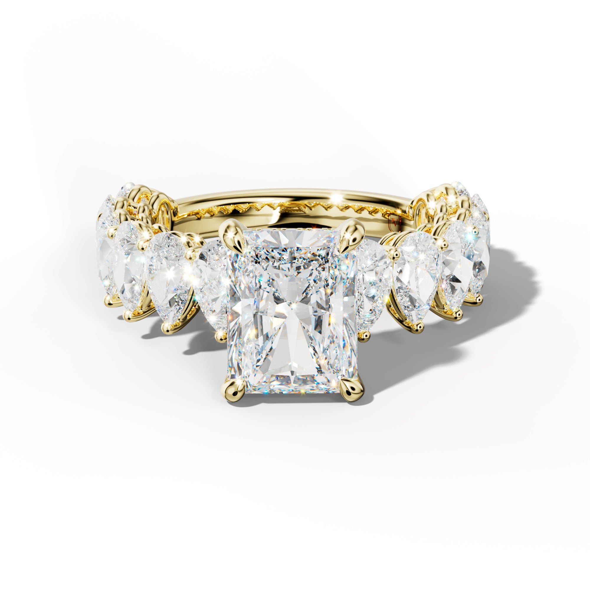 Remi Radiant Diamond Engagement Ring With Pear Shape Side Stones