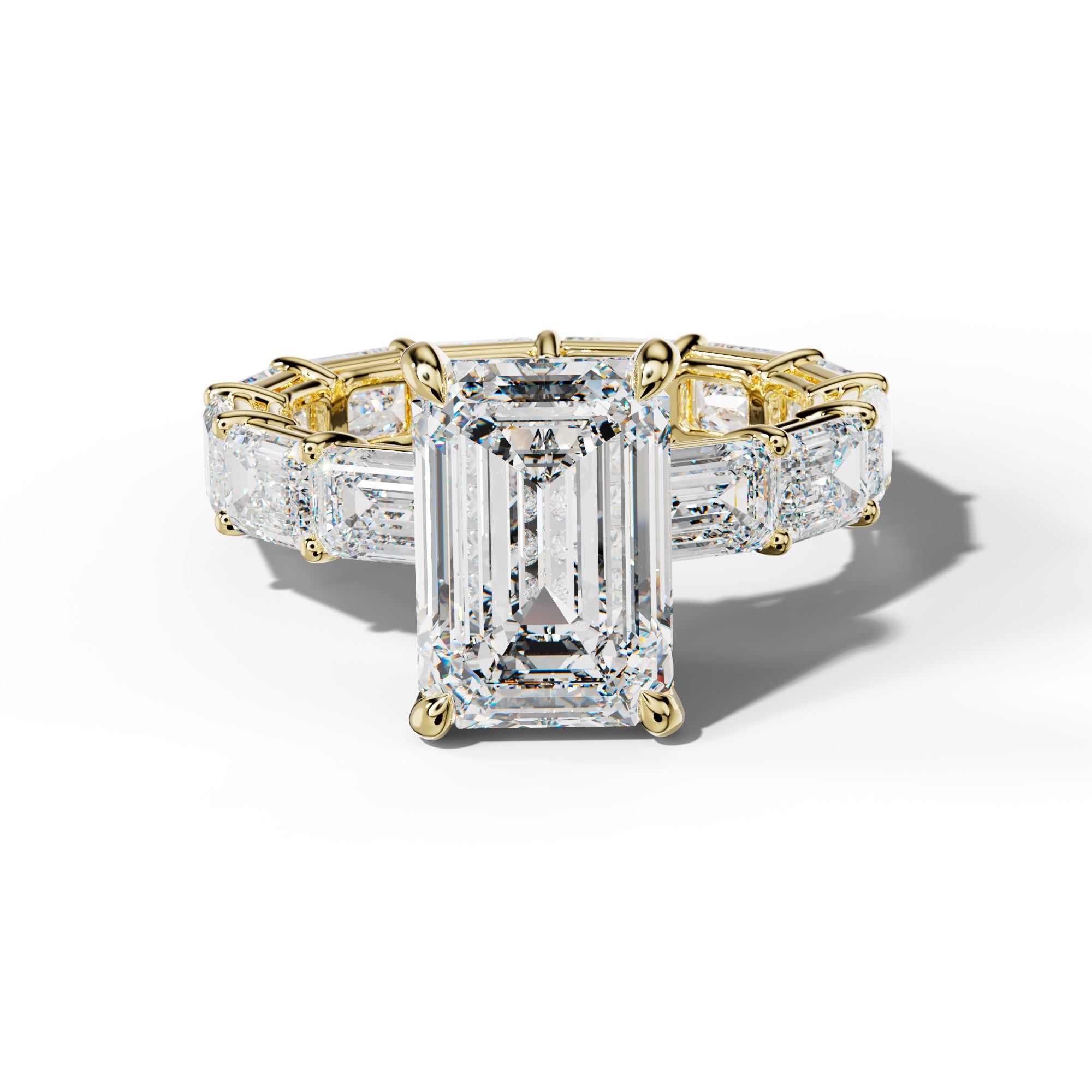 Miracle Emerald Cut Diamond Engagement Ring With East West Emerald Cut Side Stones