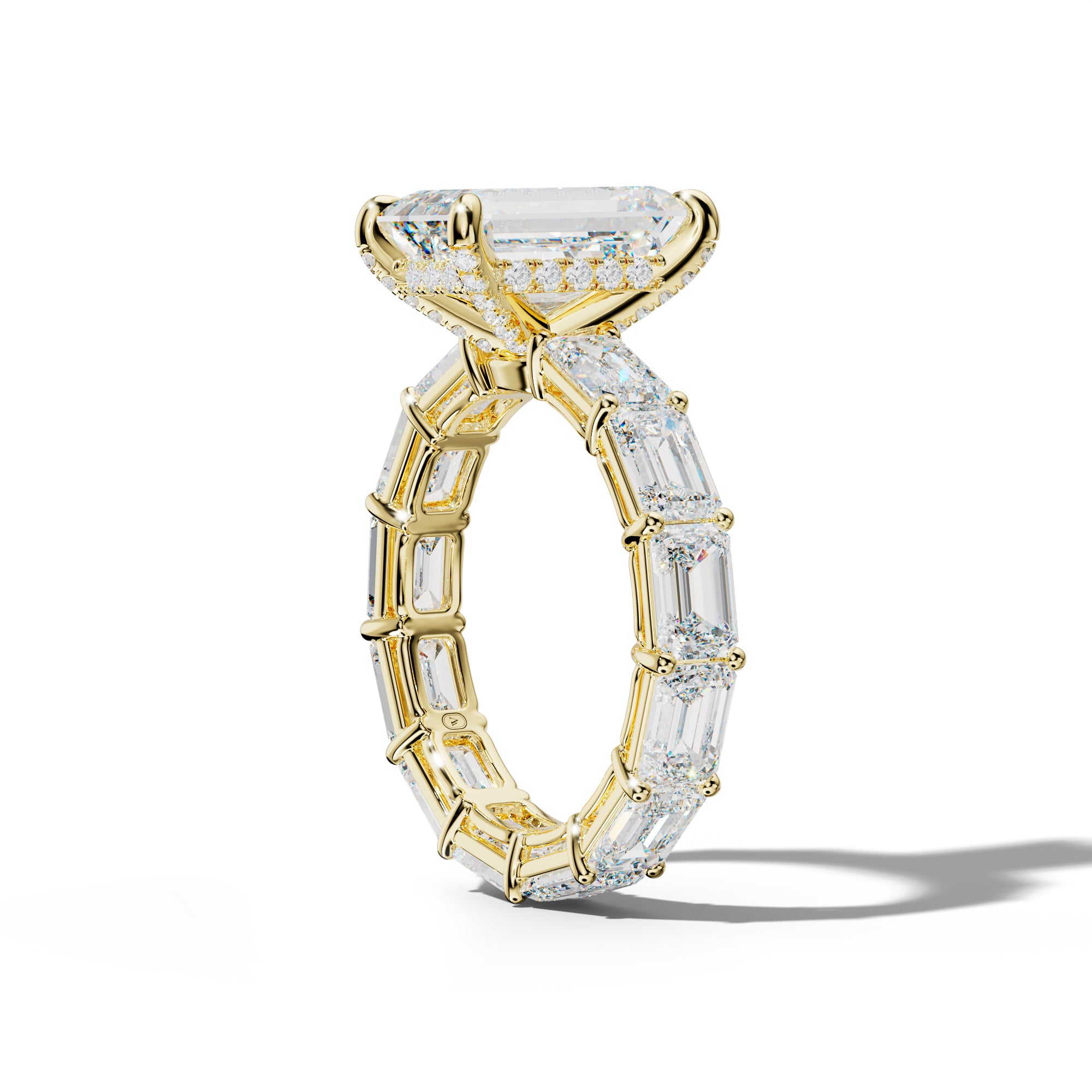 Miracle Emerald Cut Diamond Engagement Ring With East West Emerald Cut Side Stones