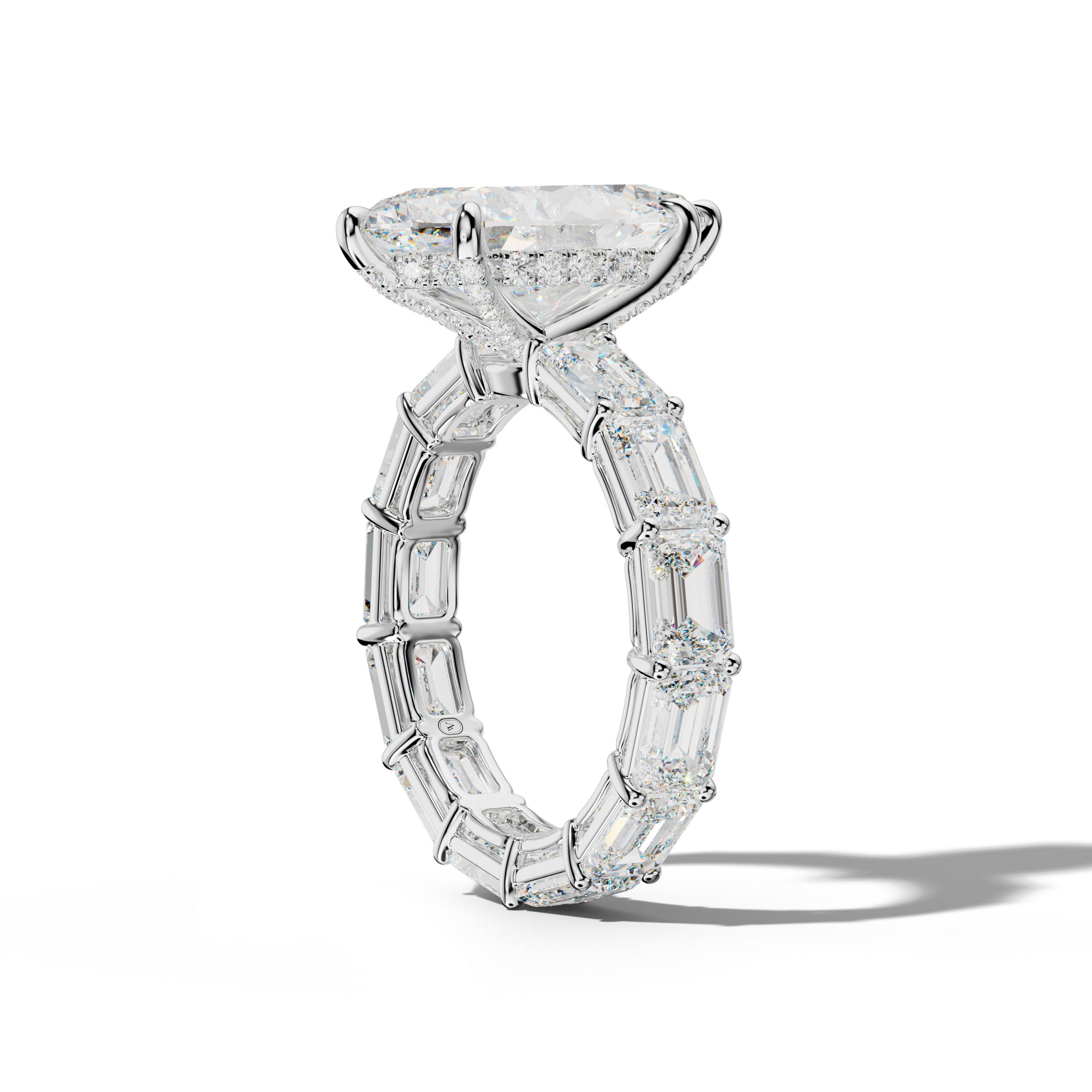 Miracle Marquise Diamond Engagement Ring With East West Emerald Cut Side Stones