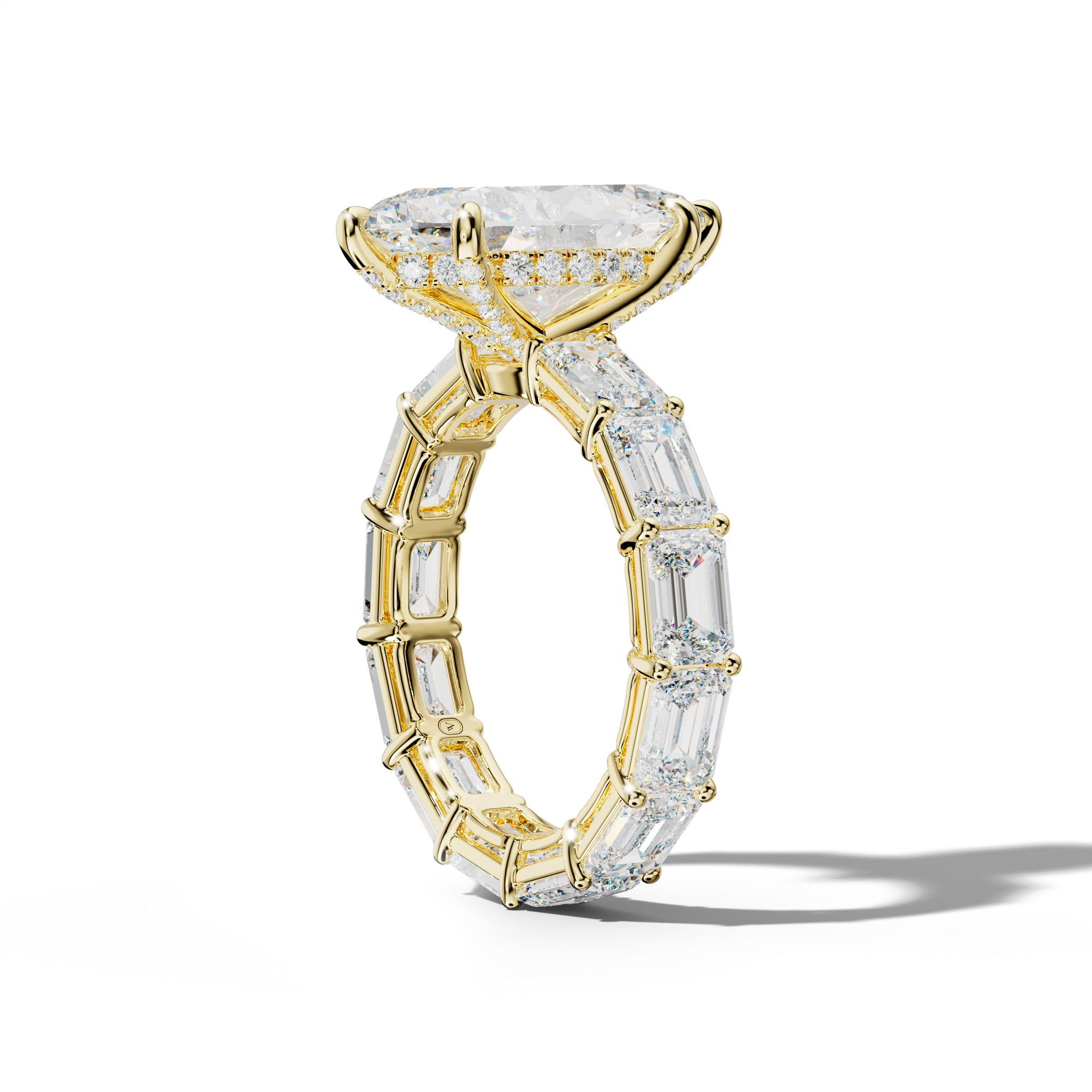 Miracle Marquise Diamond Engagement Ring With East West Emerald Cut Side Stones