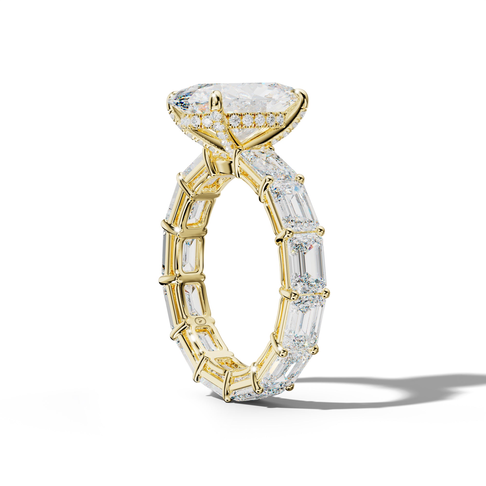 Miracle Oval Diamond Engagement Ring With East West Emerald Cut Side Stones