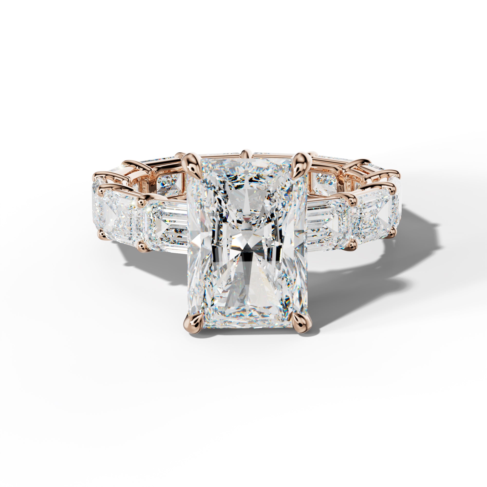 Miracle Radiant Diamond Engagement Ring With East West Emerald Cut Side Stones