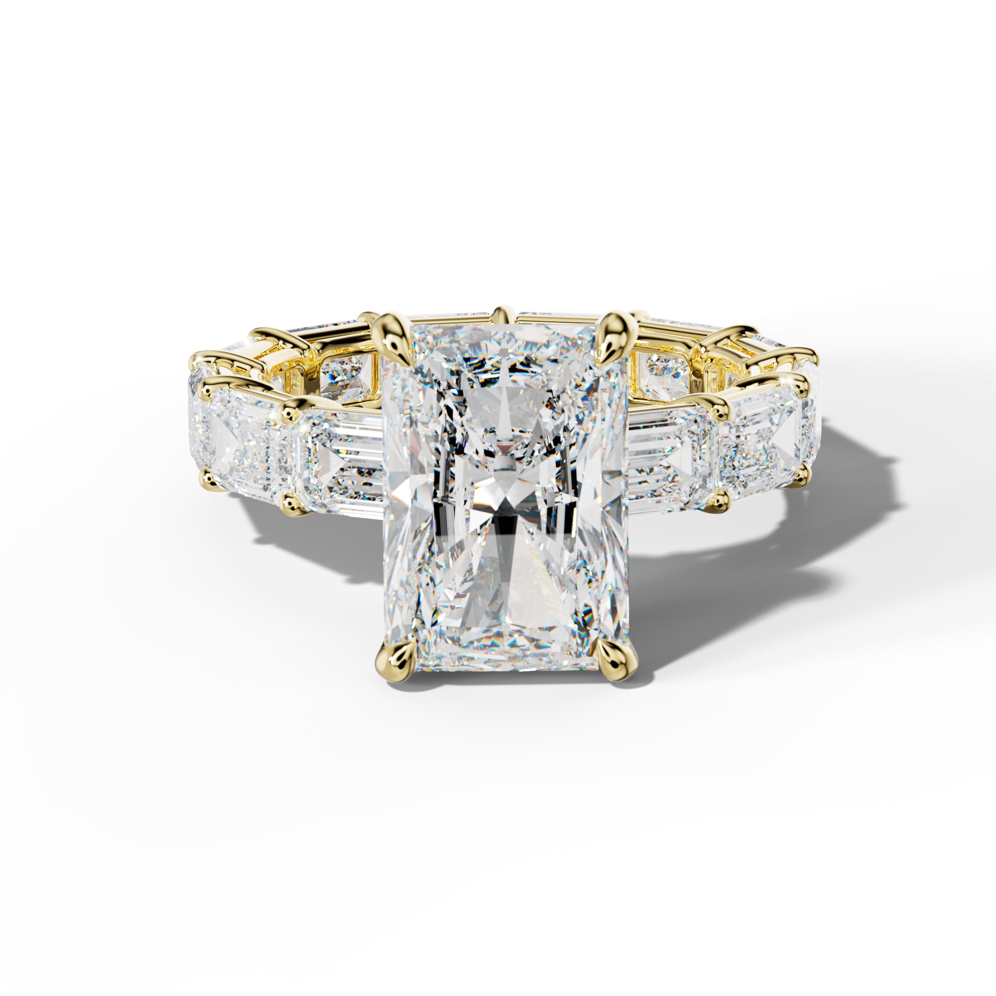 Miracle Radiant Diamond Engagement Ring With East West Emerald Cut Side Stones