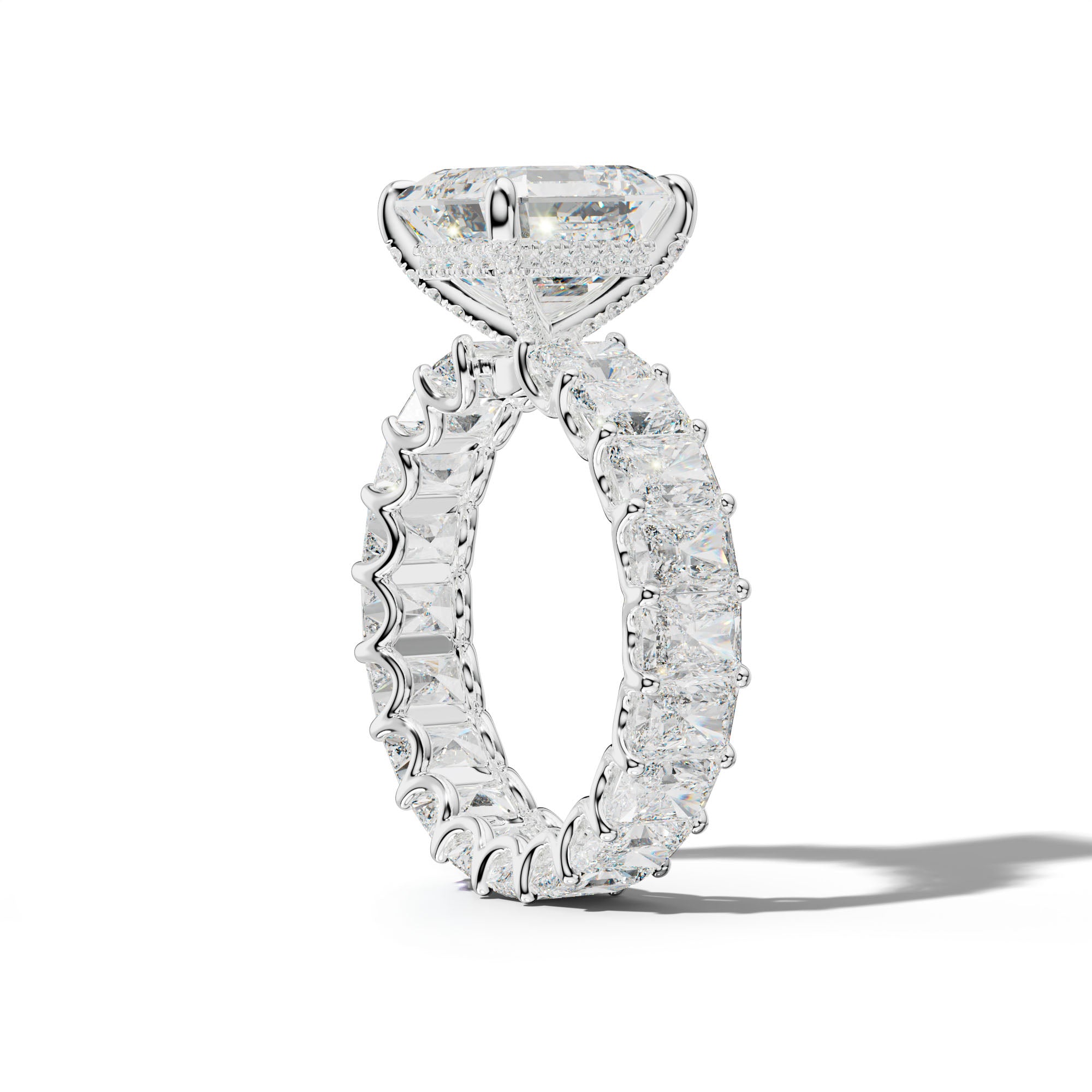 Parker Asscher Diamond Engagement Ring With Radiant Side Stones