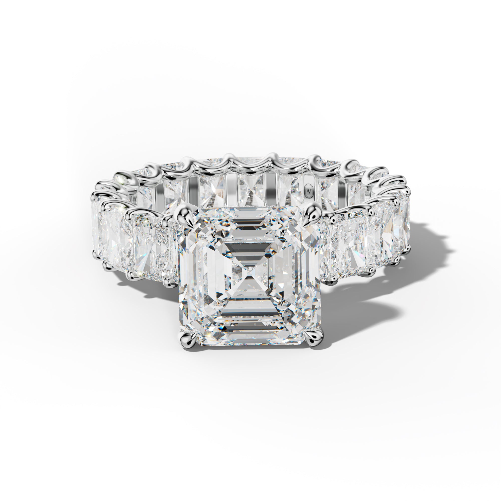 Parker Asscher Diamond Engagement Ring With Radiant Side Stones