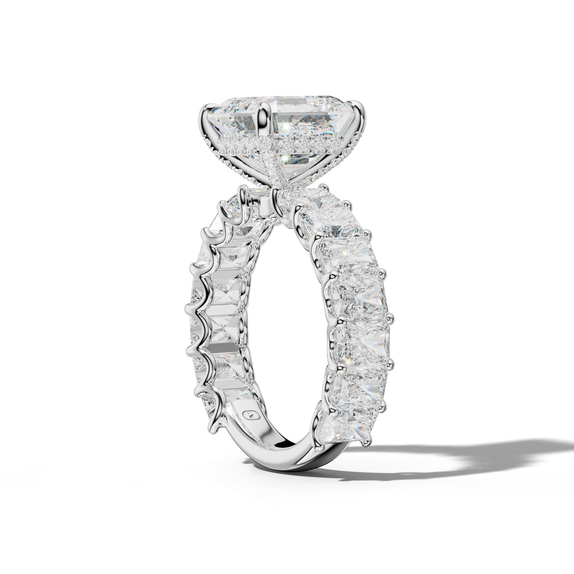 Catalina Asscher Diamond Engagement Ring With Radiant Side Stones