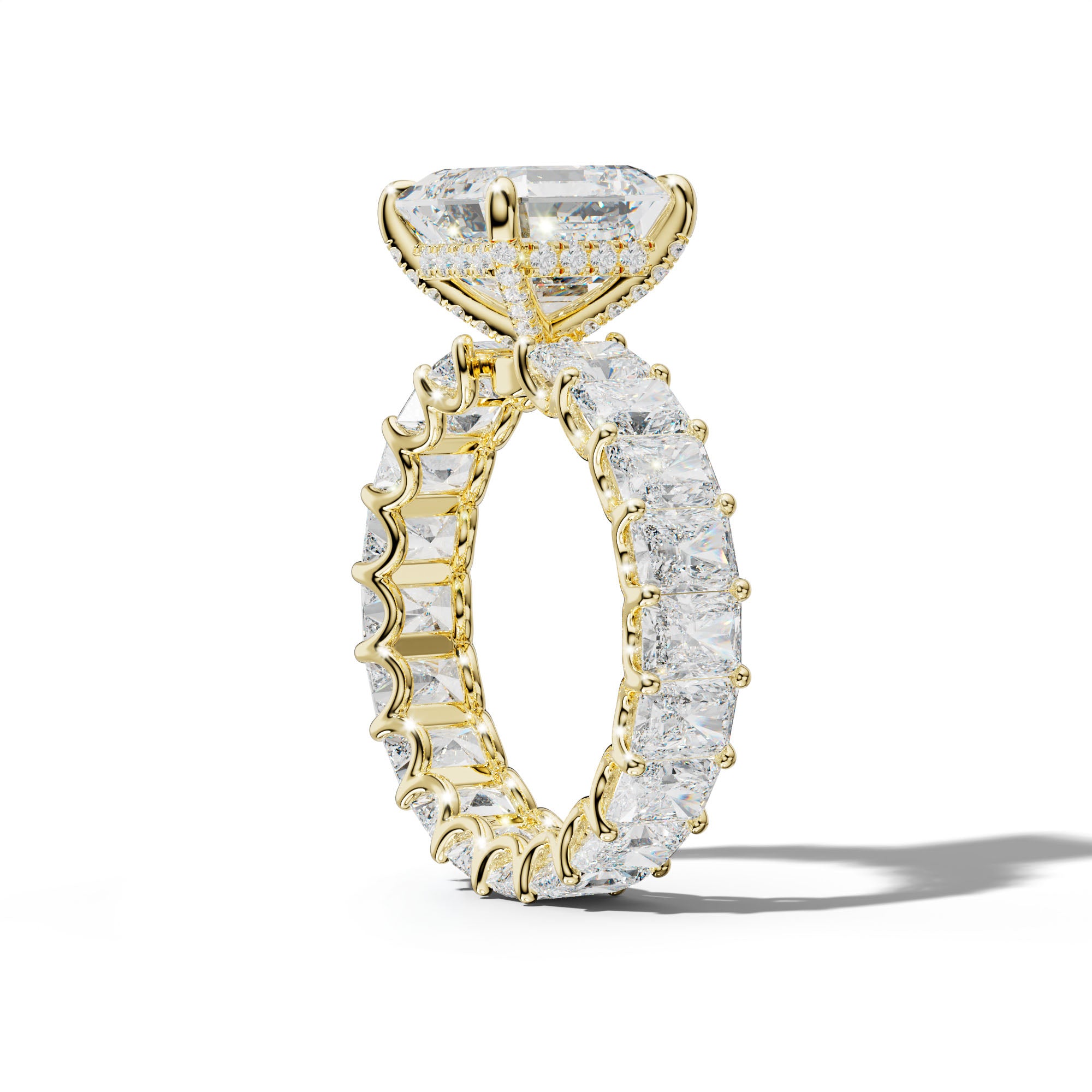 Parker Asscher Diamond Engagement Ring With Radiant Side Stones