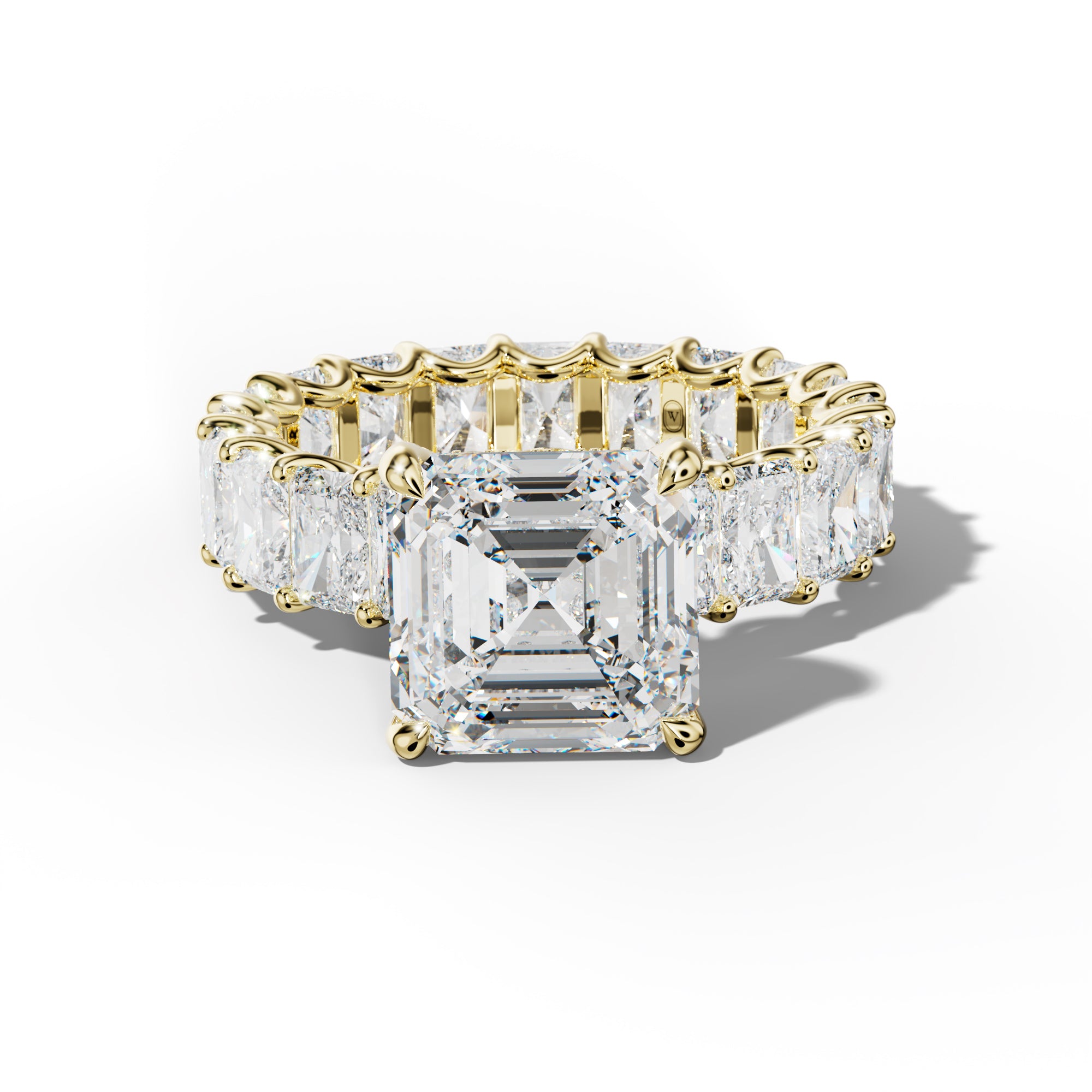 Parker Asscher Diamond Engagement Ring With Radiant Side Stones