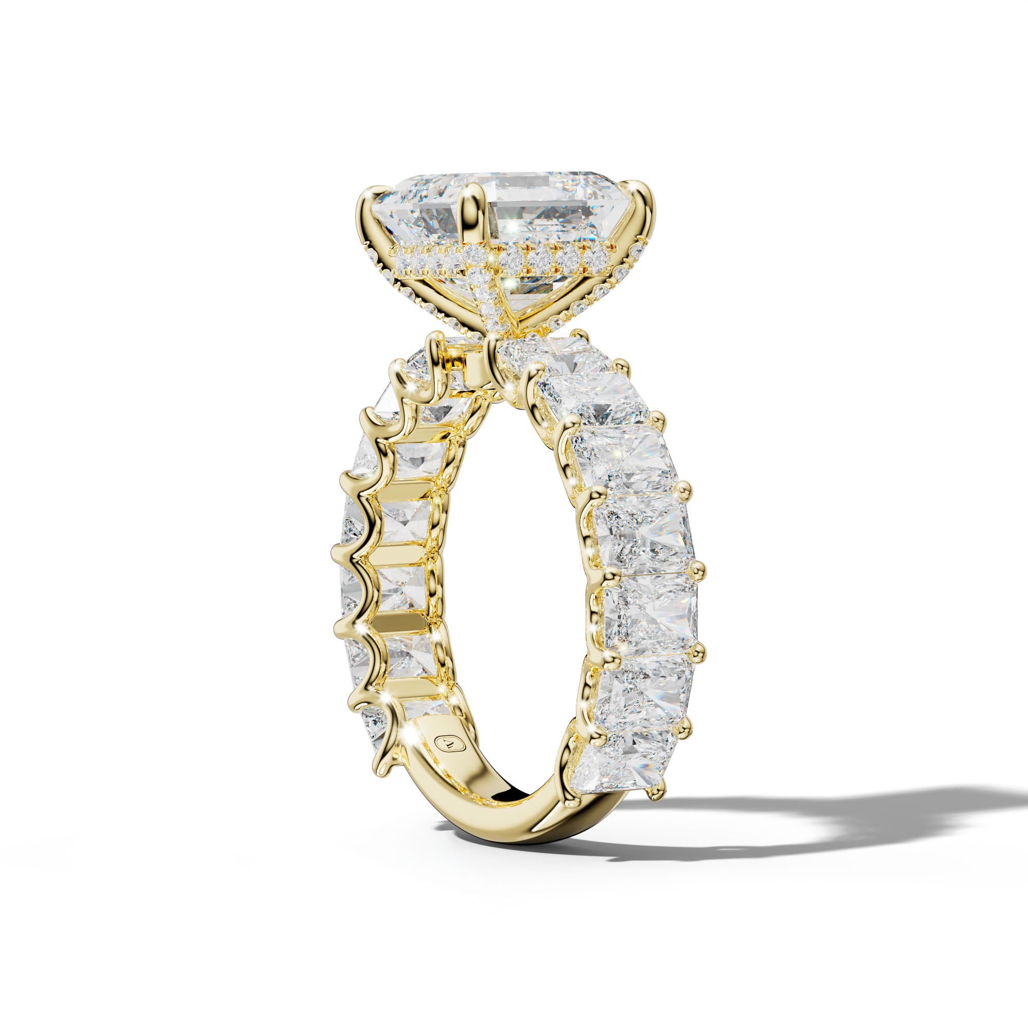 Catalina Asscher Diamond Engagement Ring With Radiant Side Stones