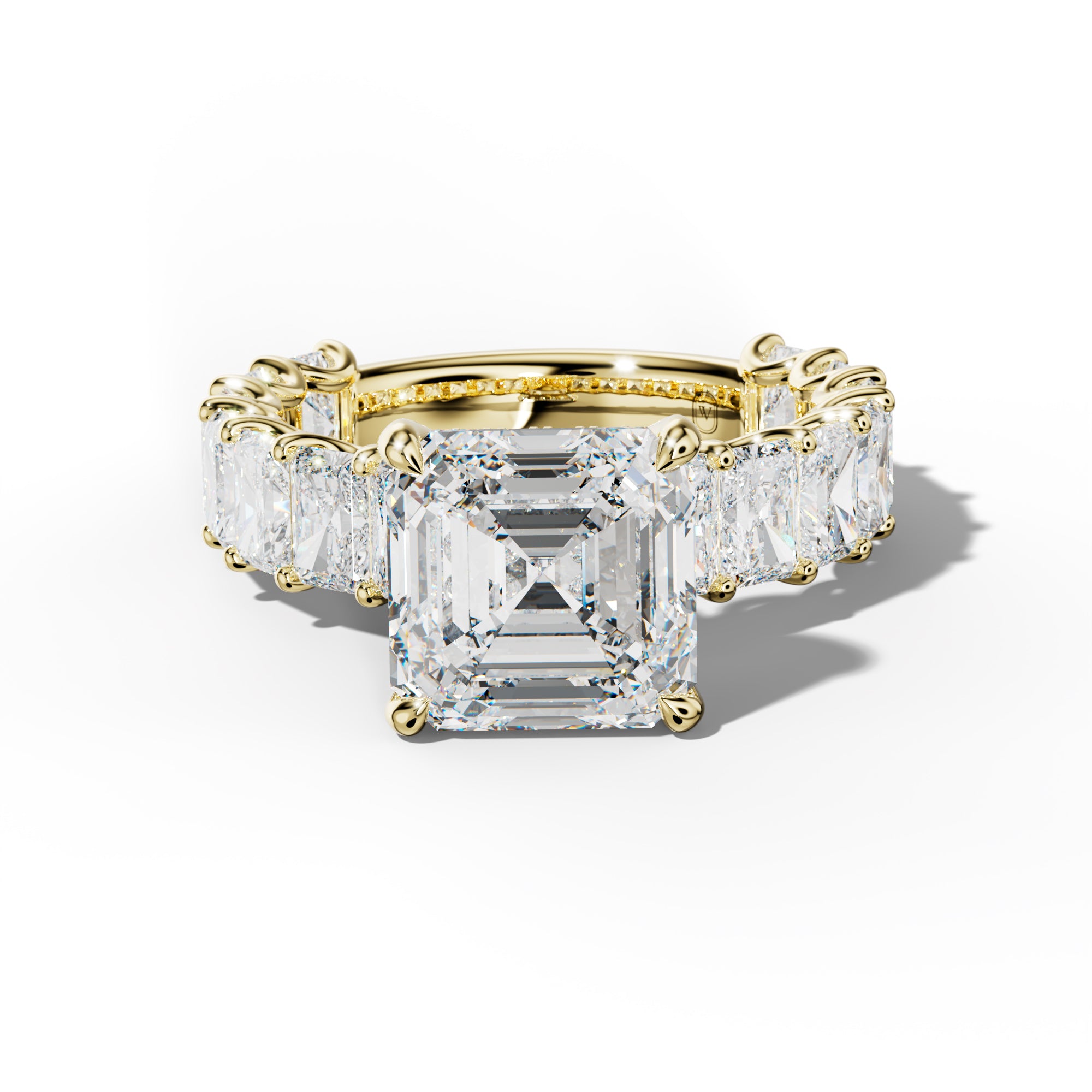 Catalina Asscher Diamond Engagement Ring With Radiant Side Stones