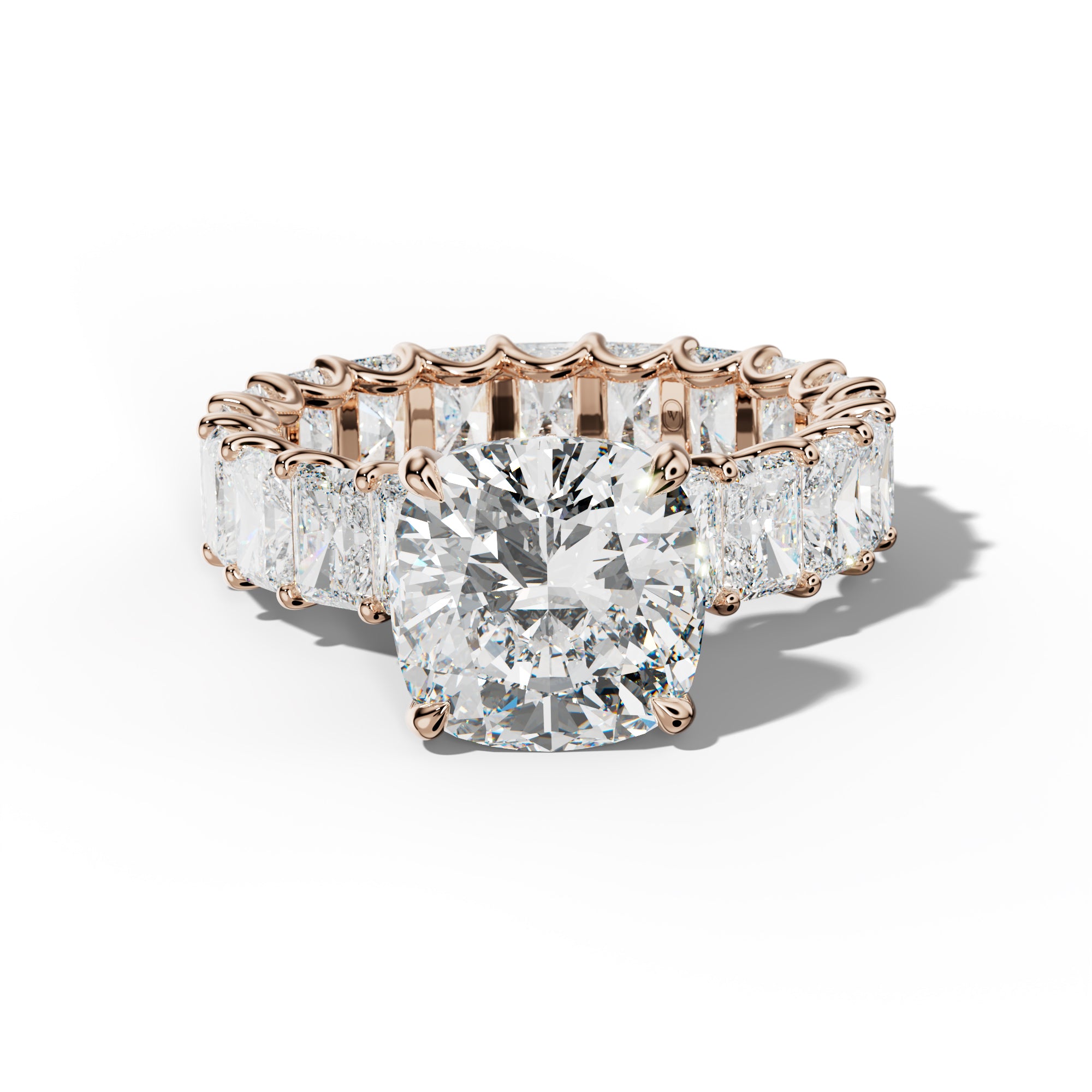 Parker Cushion Diamond Engagement Ring With Radiant Side Stones