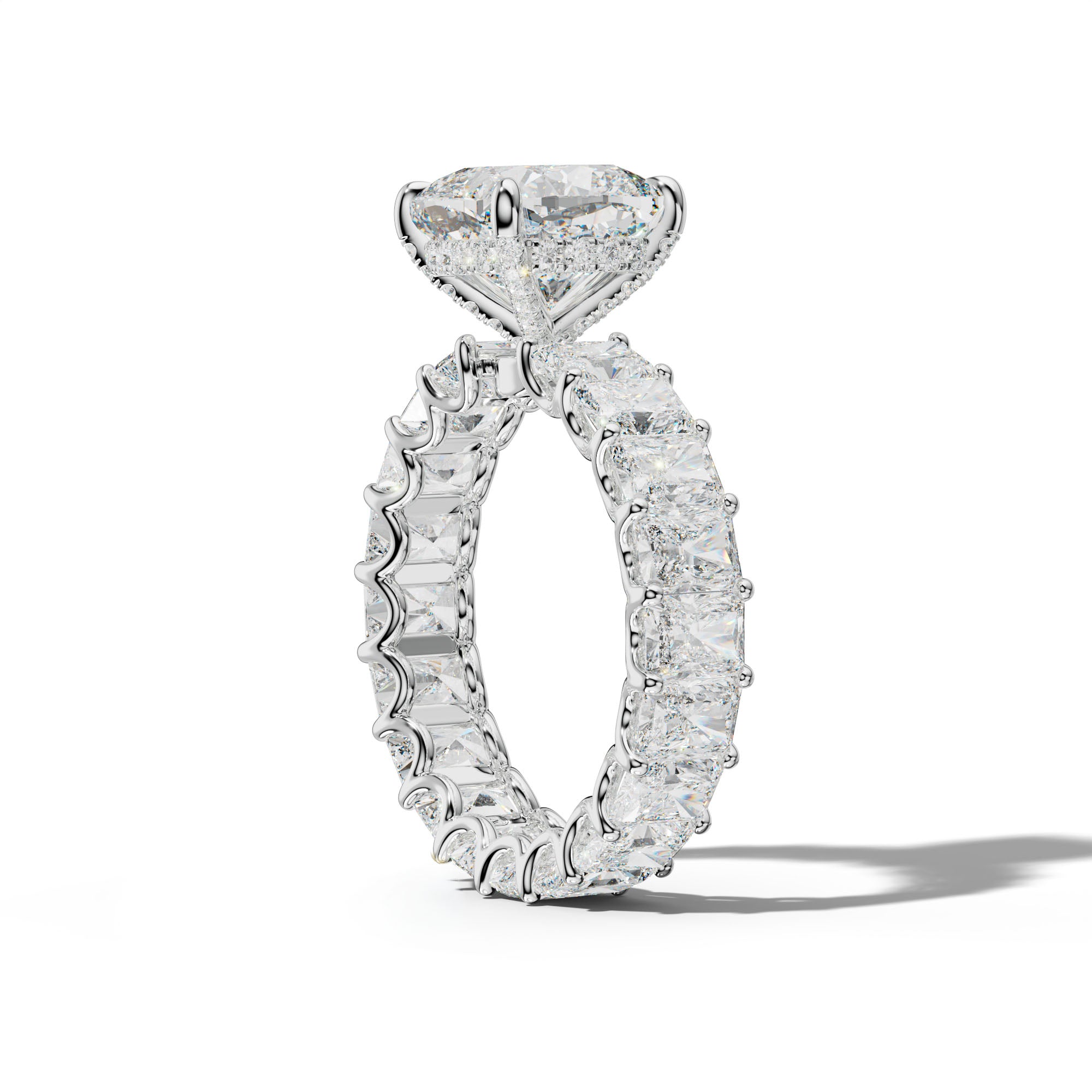 Parker Cushion Diamond Engagement Ring With Radiant Side Stones