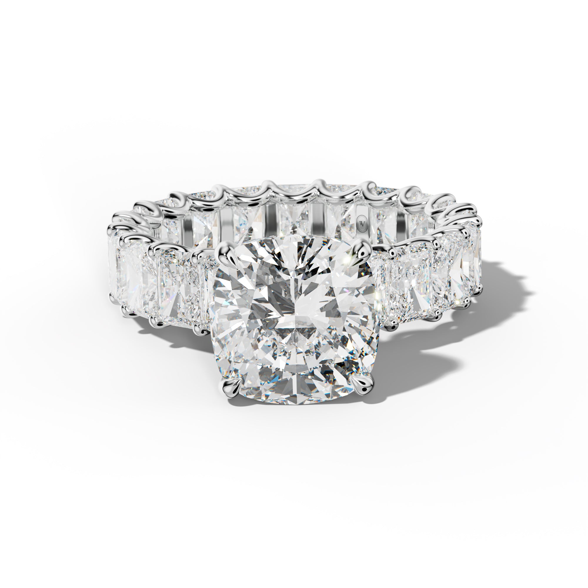 Parker Cushion Diamond Engagement Ring With Radiant Side Stones