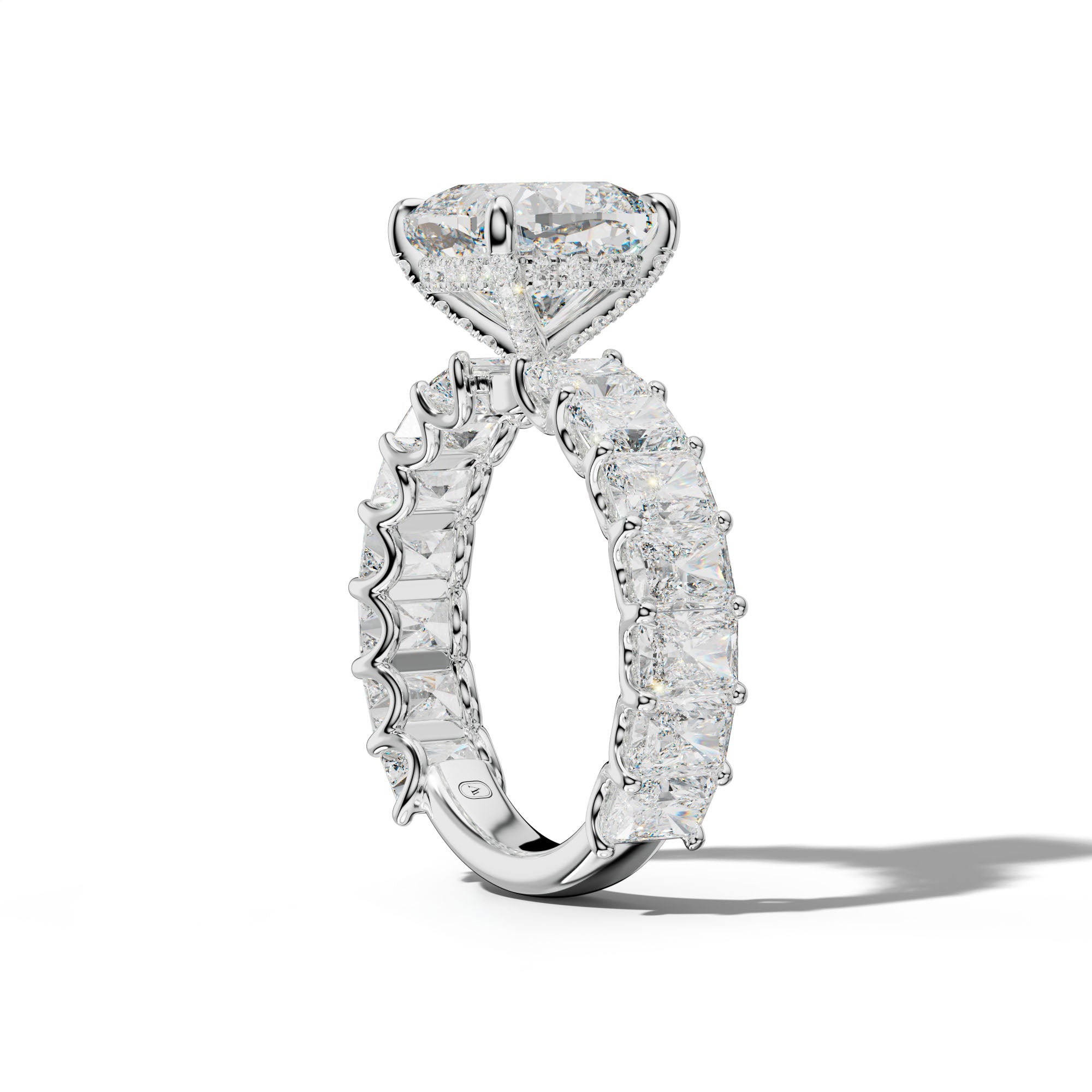 Catalina Cushion Diamond Engagement Ring With Radiant Side Stones