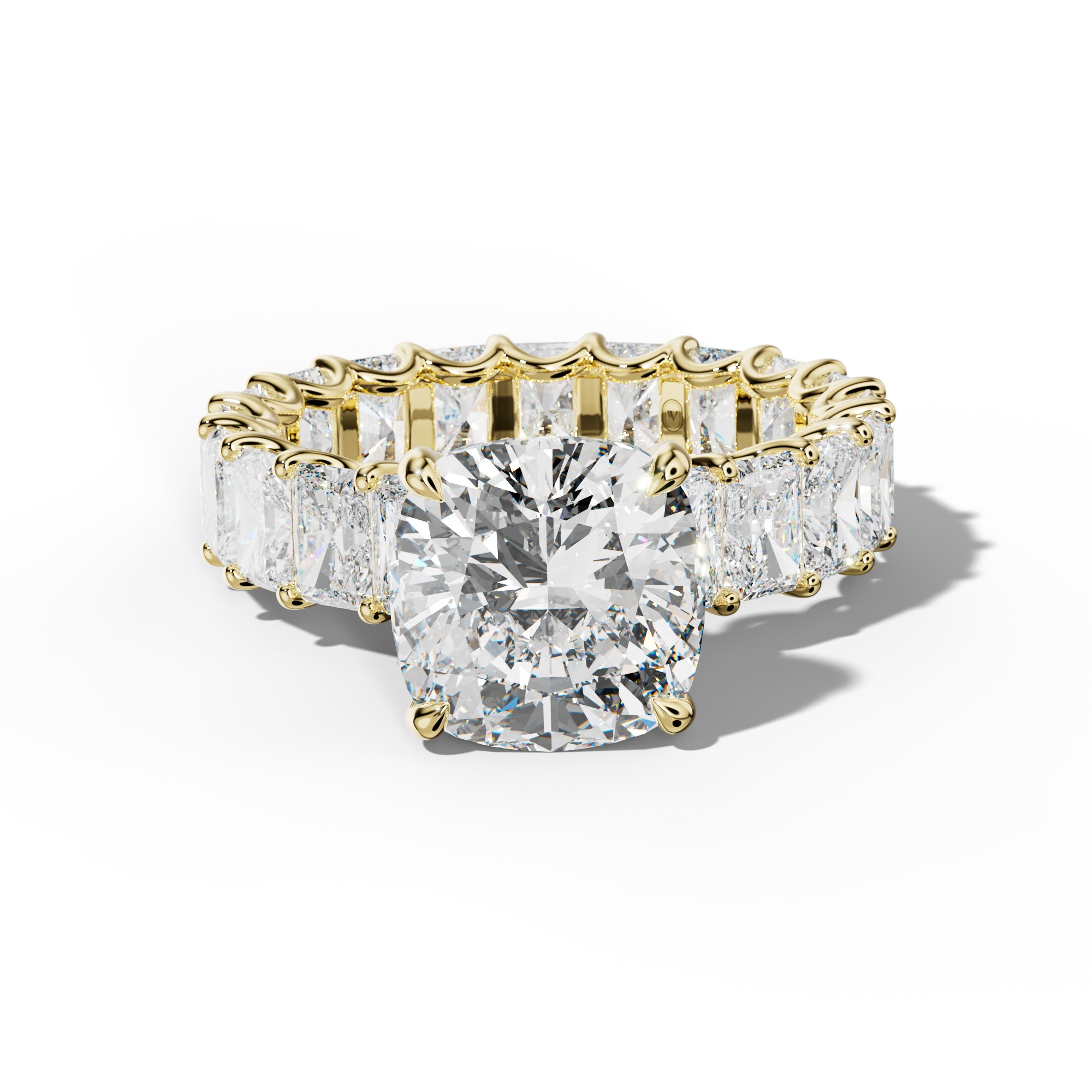 Parker Cushion Diamond Engagement Ring With Radiant Side Stones