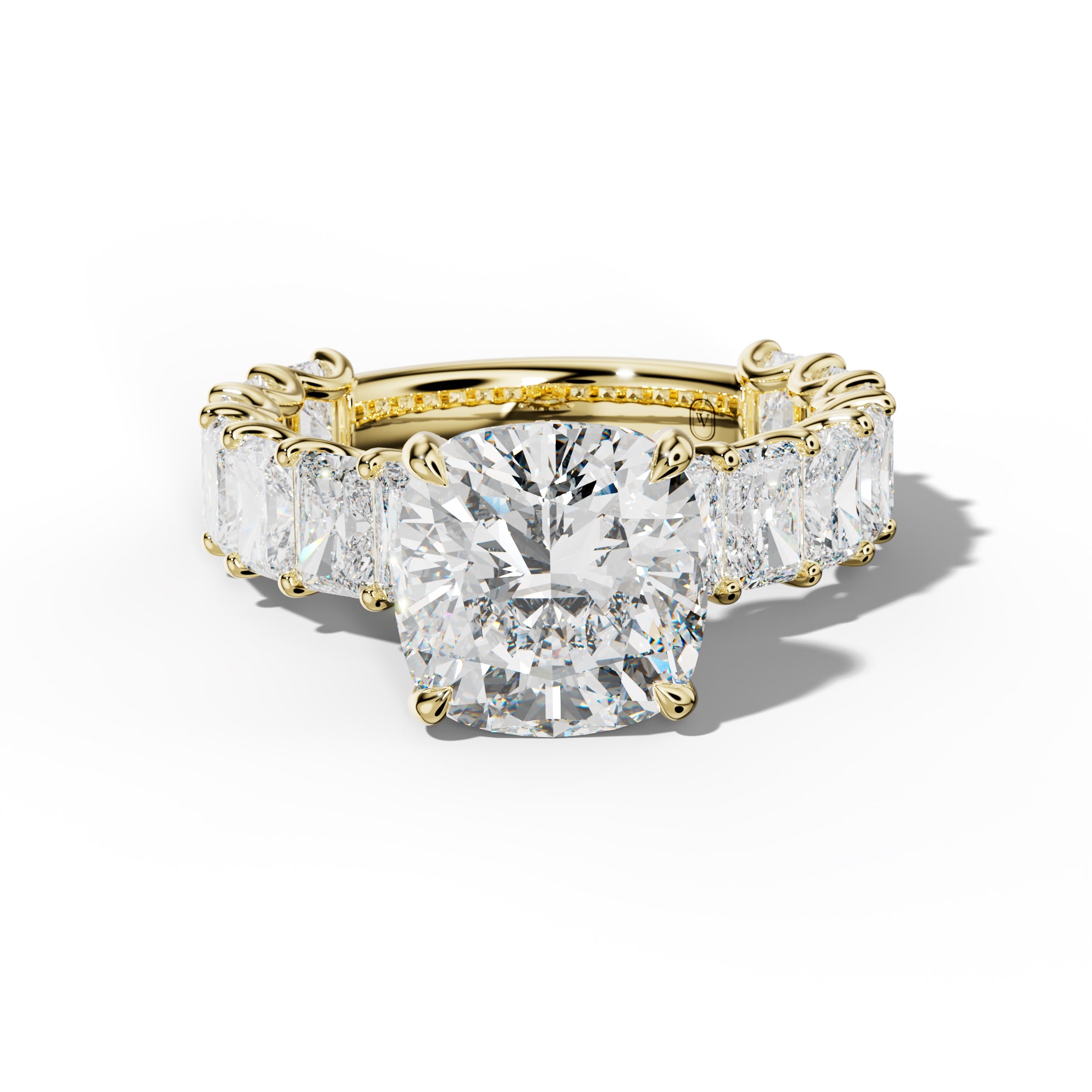 Catalina Cushion Diamond Engagement Ring With Radiant Side Stones