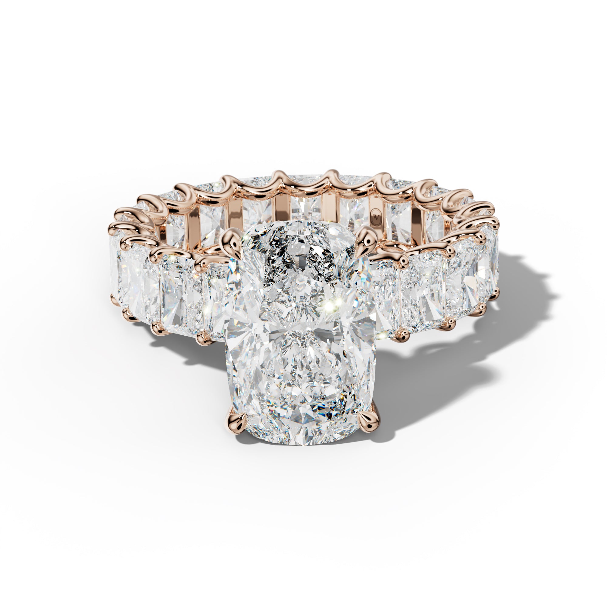 Parker Elongated Cushion Diamond Engagement Ring With Radiant Side Stones