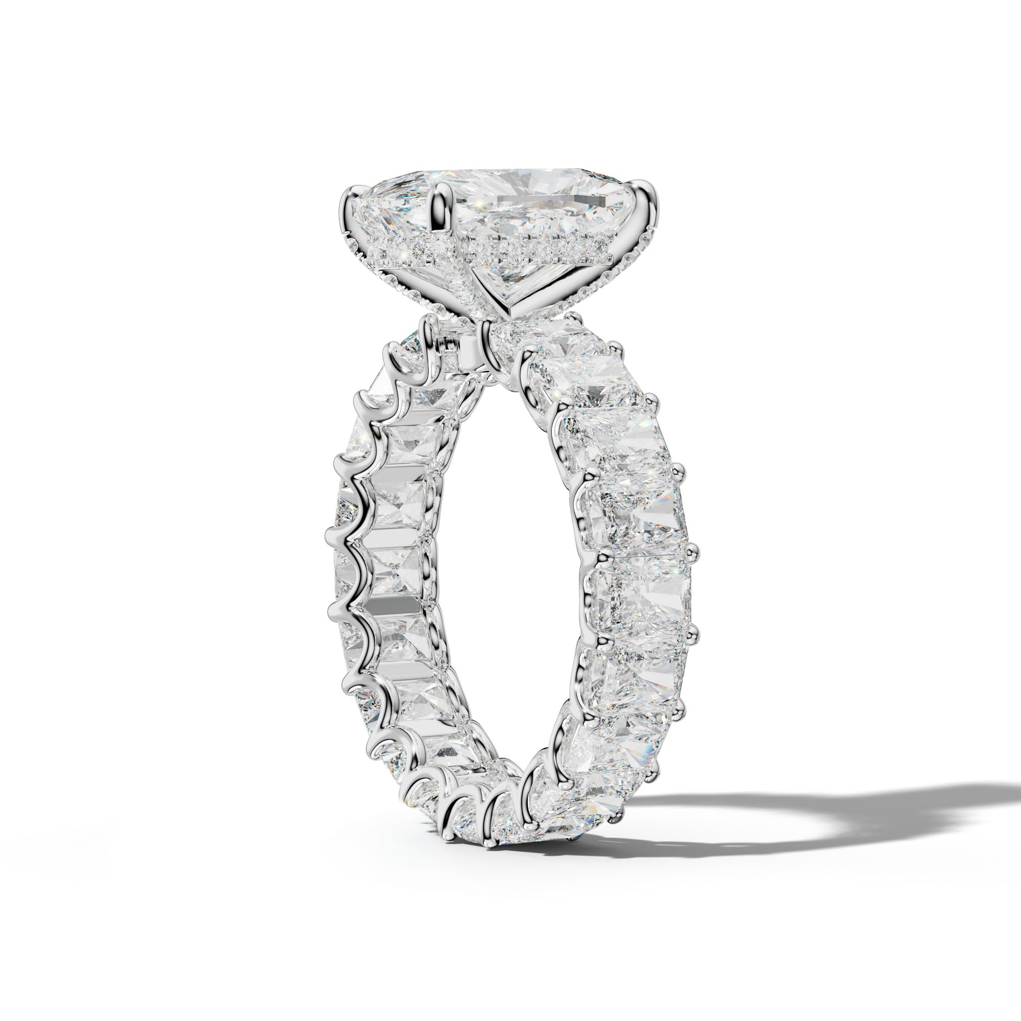 Parker Elongated Cushion Diamond Engagement Ring With Radiant Side Stones