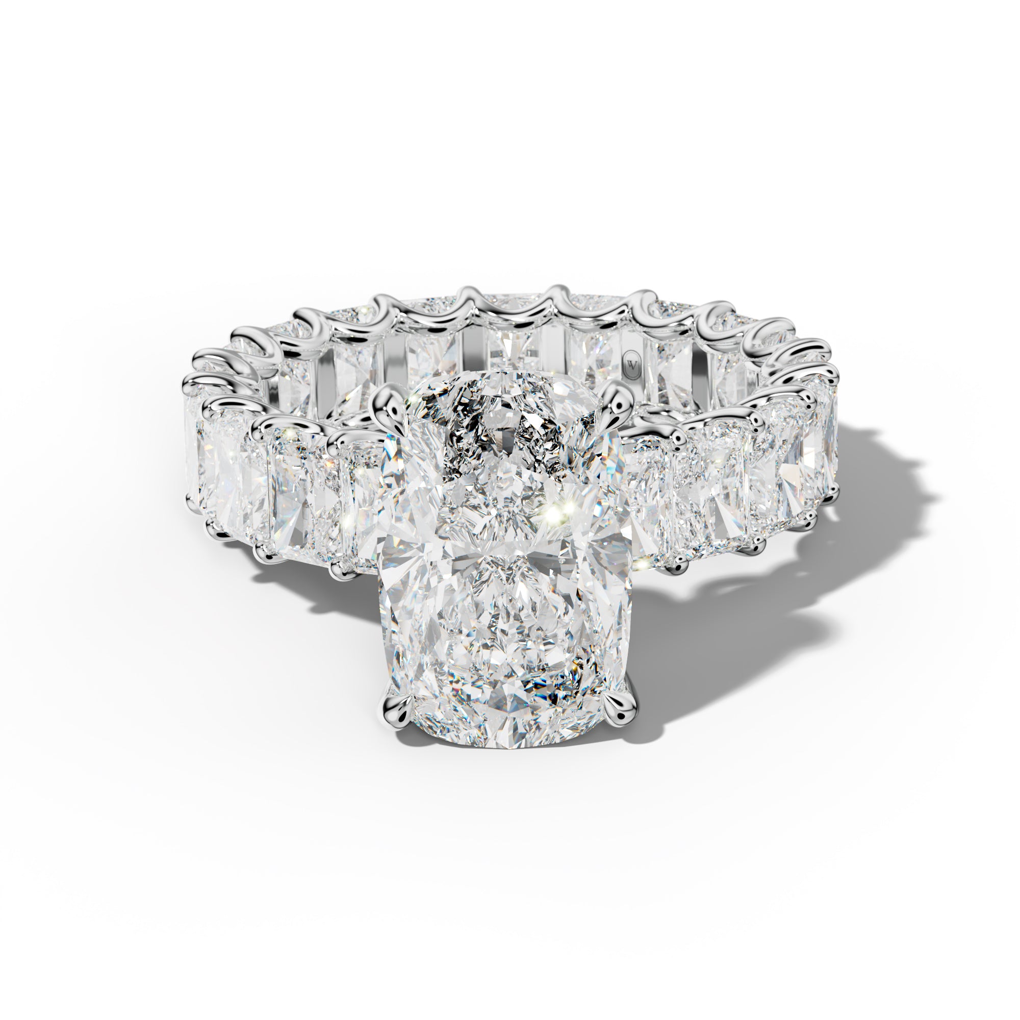 Parker Elongated Cushion Diamond Engagement Ring With Radiant Side Stones