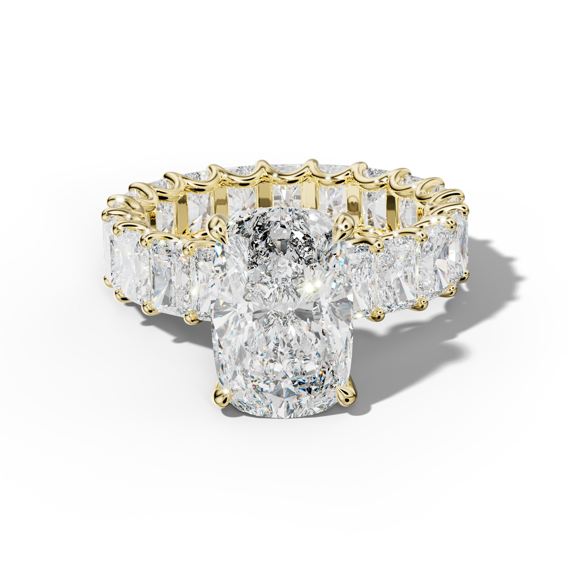 Parker Elongated Cushion Diamond Engagement Ring With Radiant Side Stones