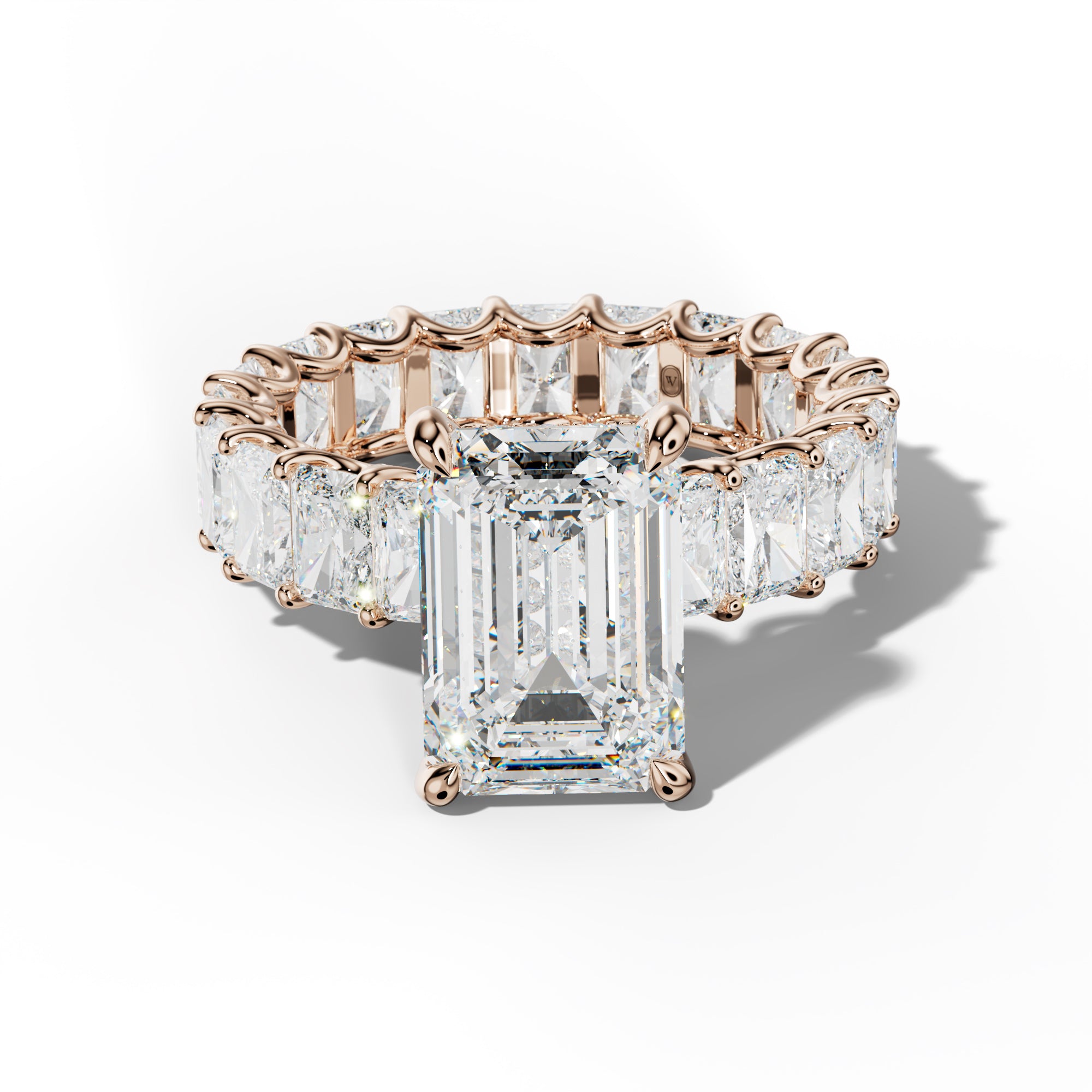 Parker Emerald Cut Engagement Ring With Radiant Side Stones