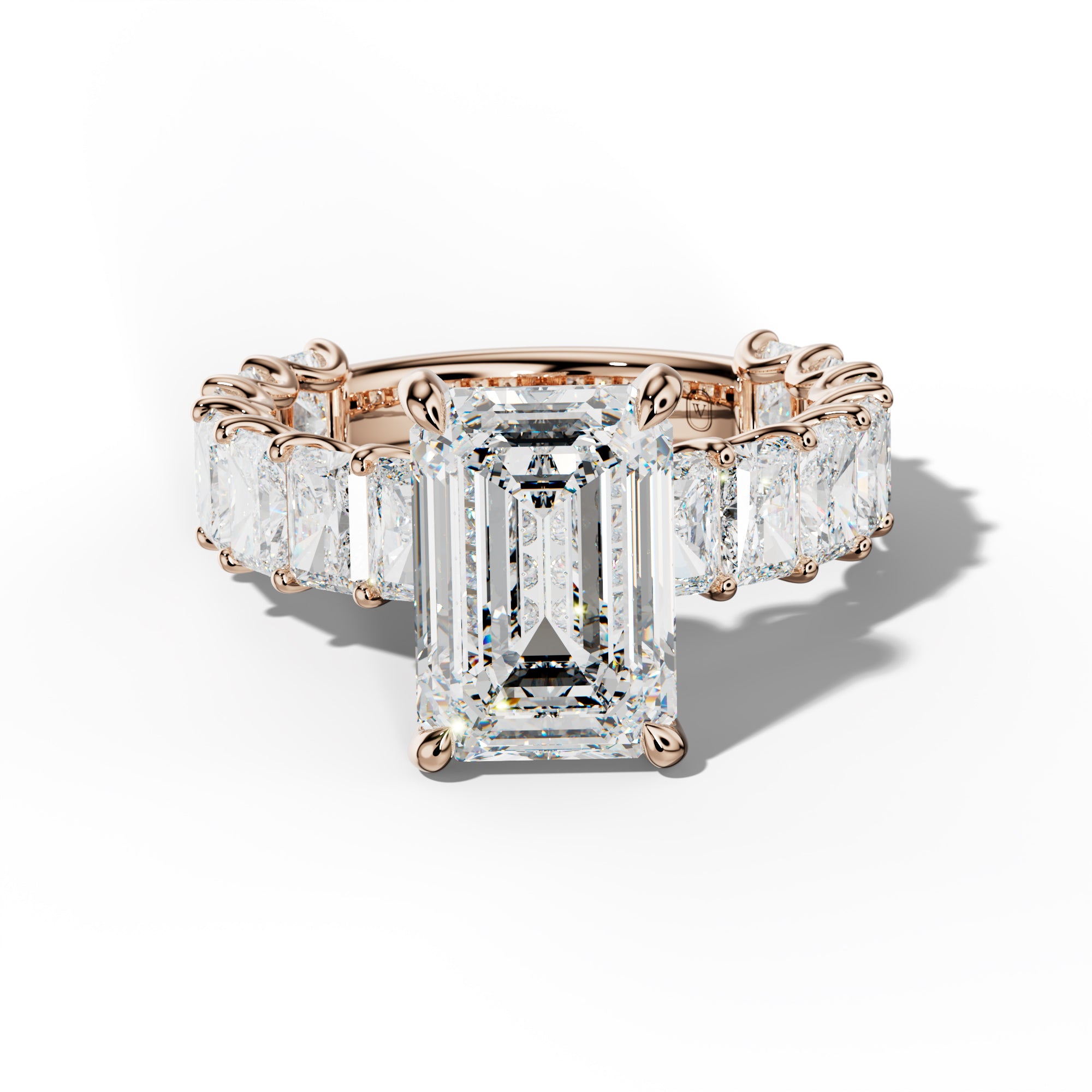Catalina Emerald Cut Engagement Ring With Radiant Side Stones