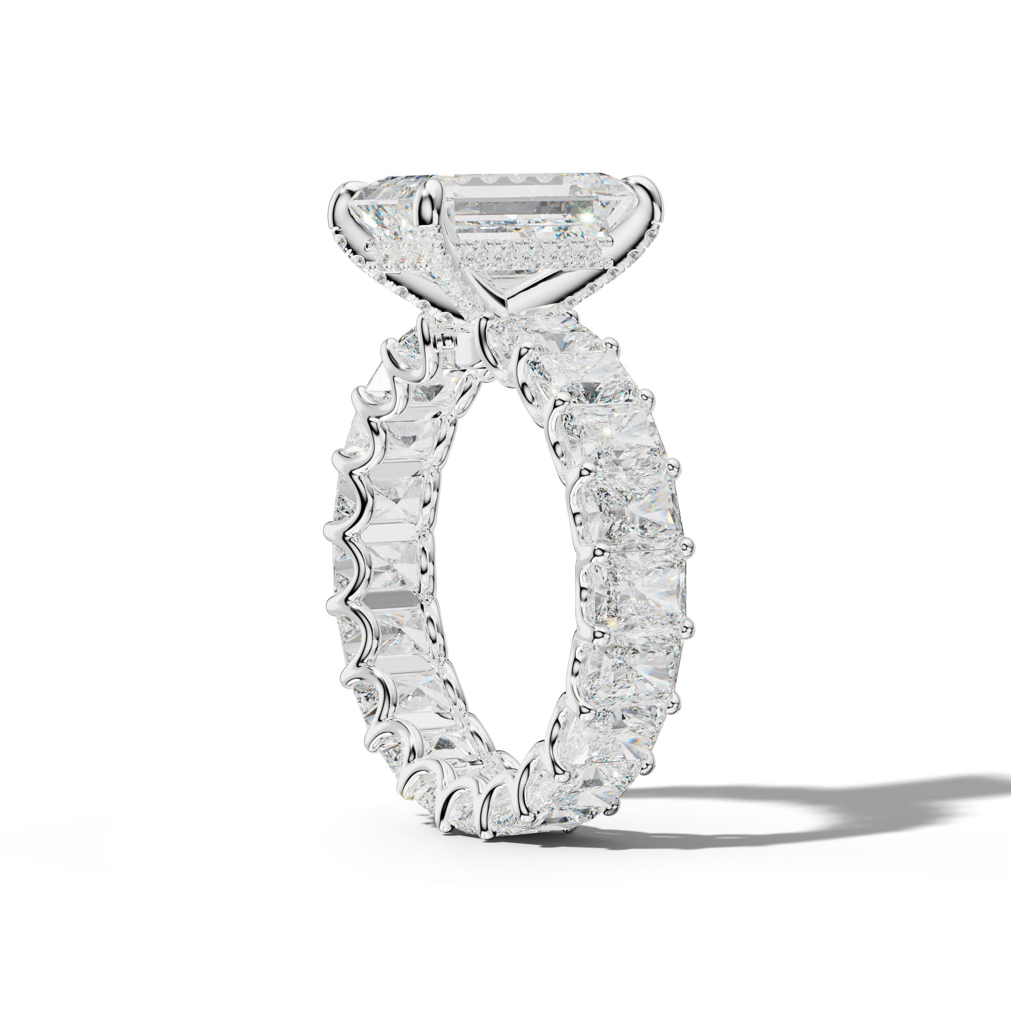 Parker Emerald Cut Engagement Ring With Radiant Side Stones