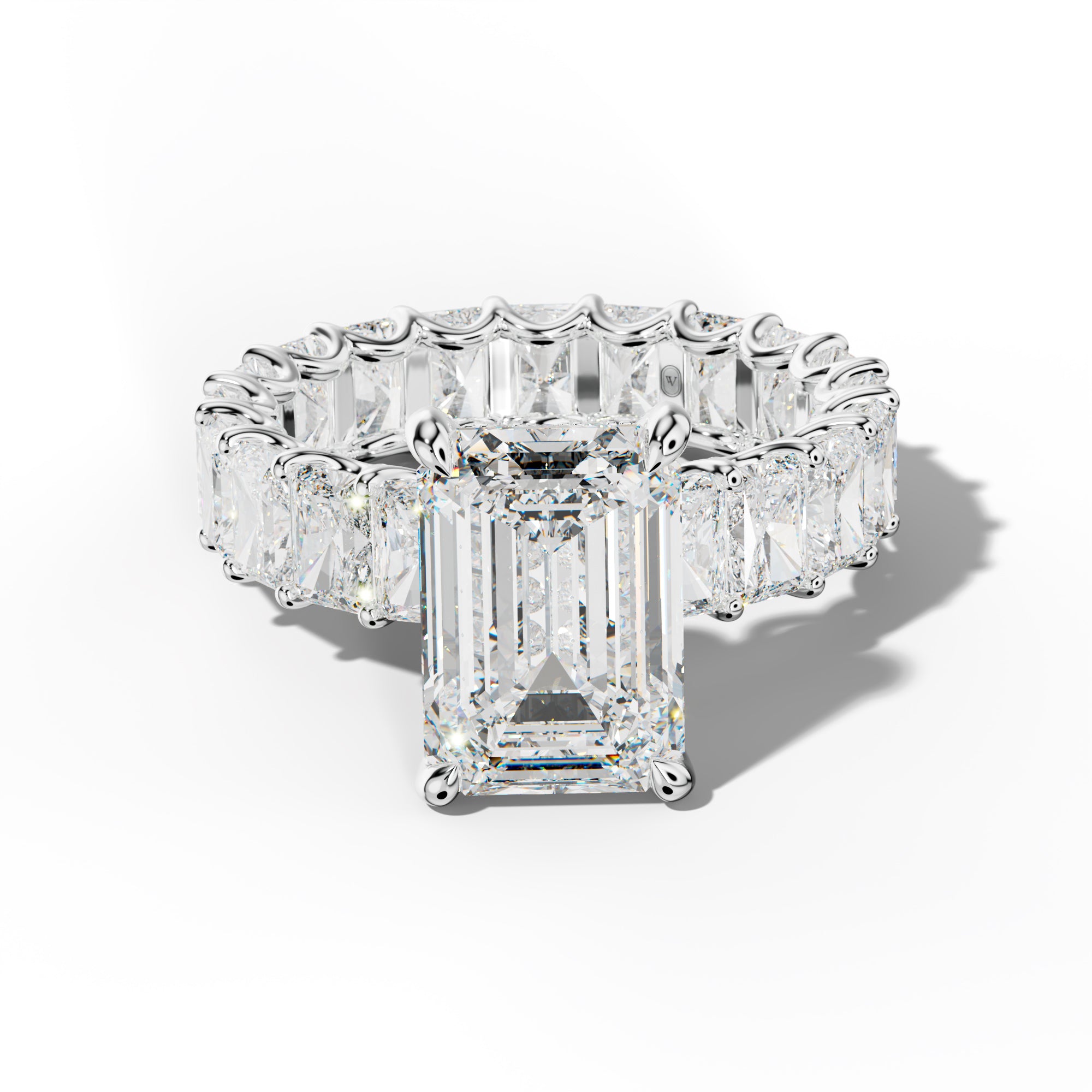 Parker Emerald Cut Engagement Ring With Radiant Side Stones