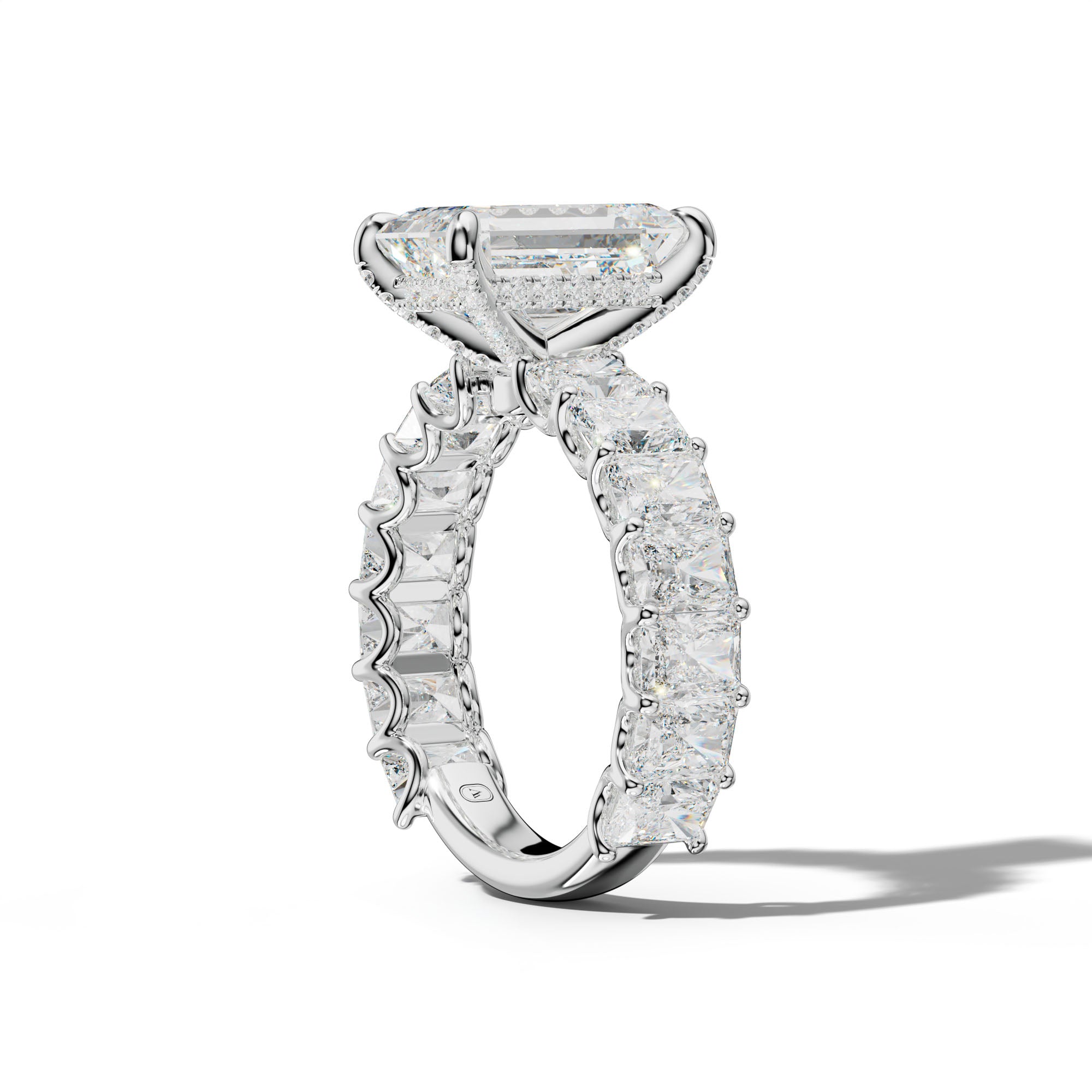 Catalina Emerald Cut Engagement Ring With Radiant Side Stones