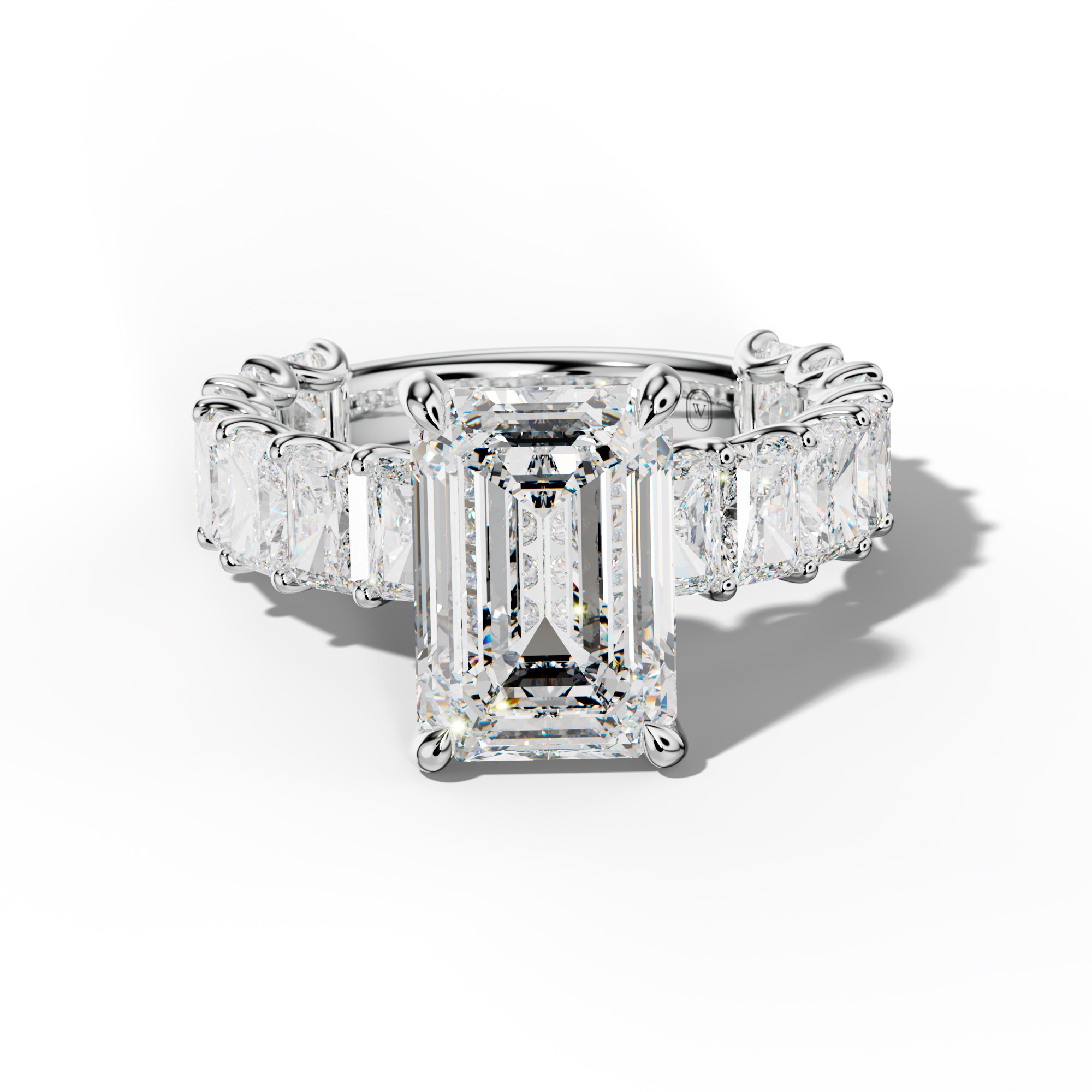 Catalina Emerald Cut Engagement Ring With Radiant Side Stones