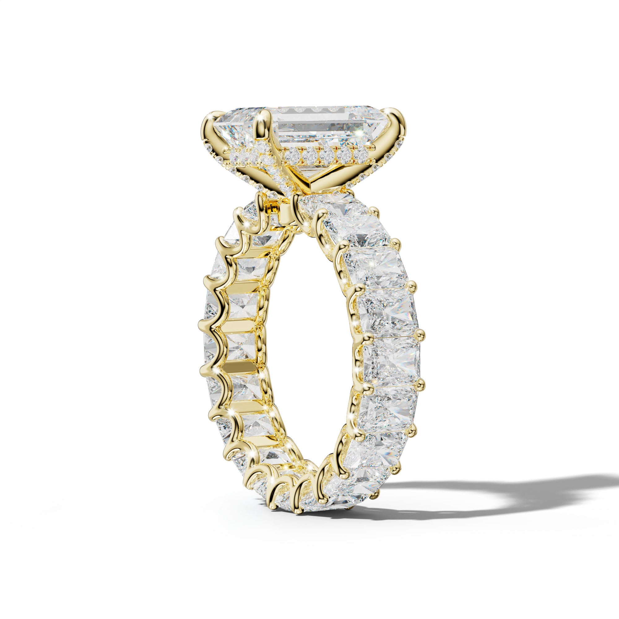 Parker Emerald Cut Engagement Ring With Radiant Side Stones
