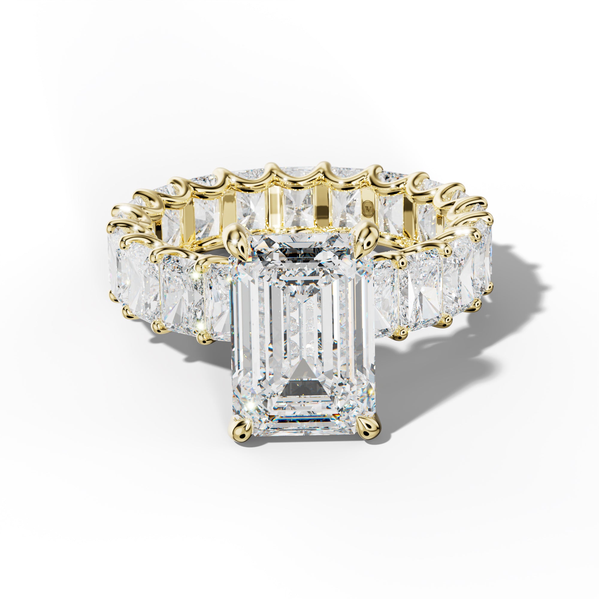 Parker Emerald Cut Engagement Ring With Radiant Side Stones
