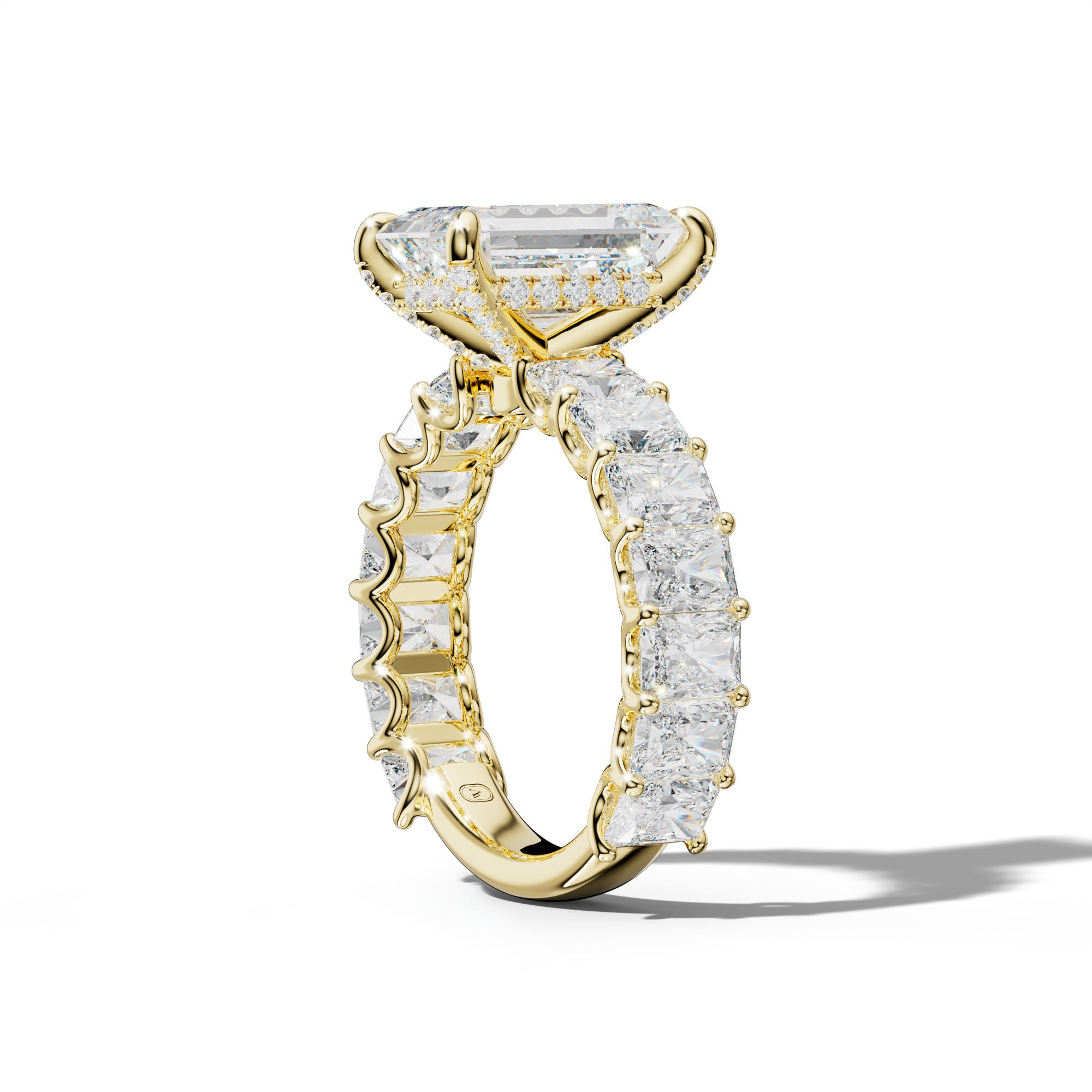 Catalina Emerald Cut Engagement Ring With Radiant Side Stones