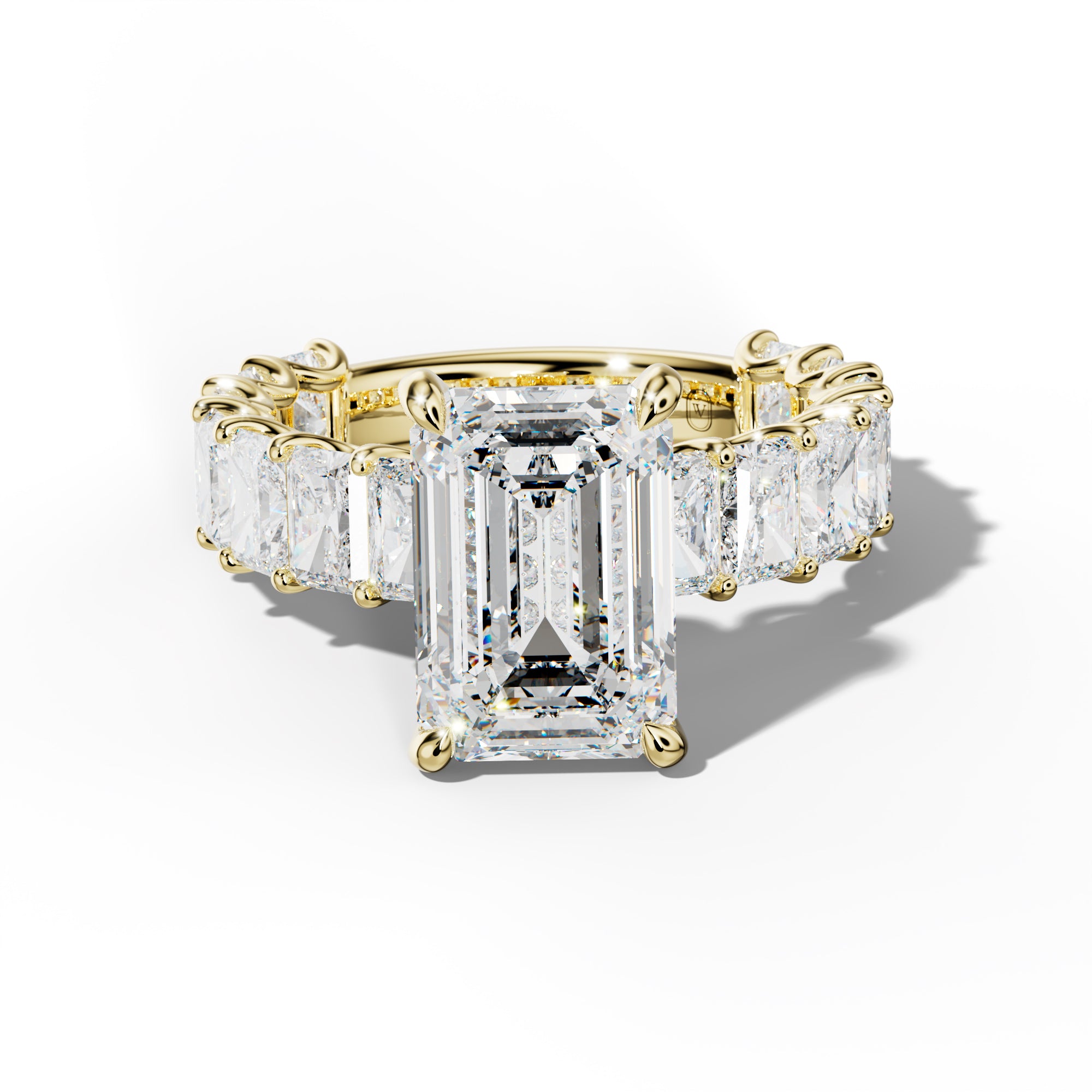 Catalina Emerald Cut Engagement Ring With Radiant Side Stones