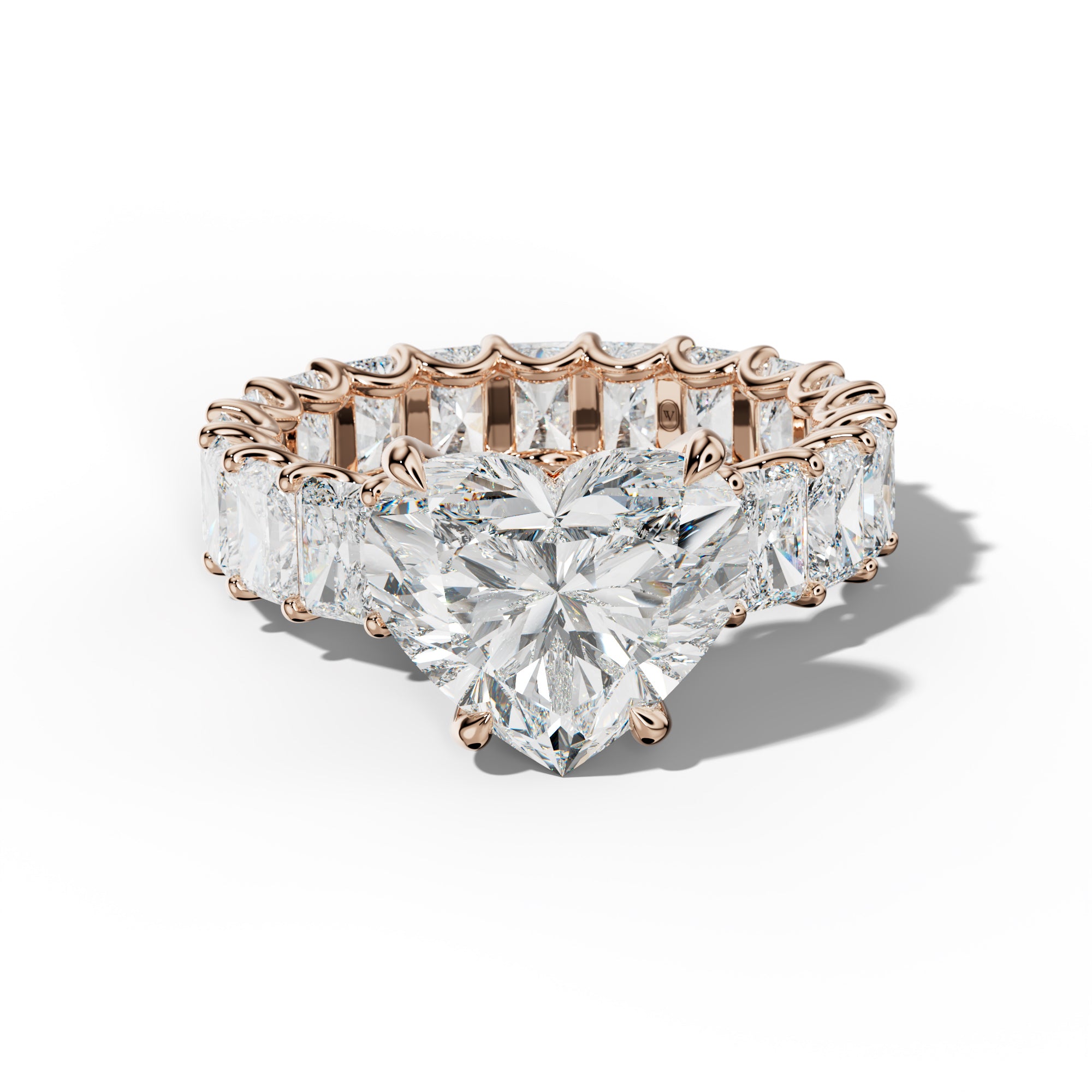 Parker Heart Diamond Engagement Ring With Radiant Side Stones