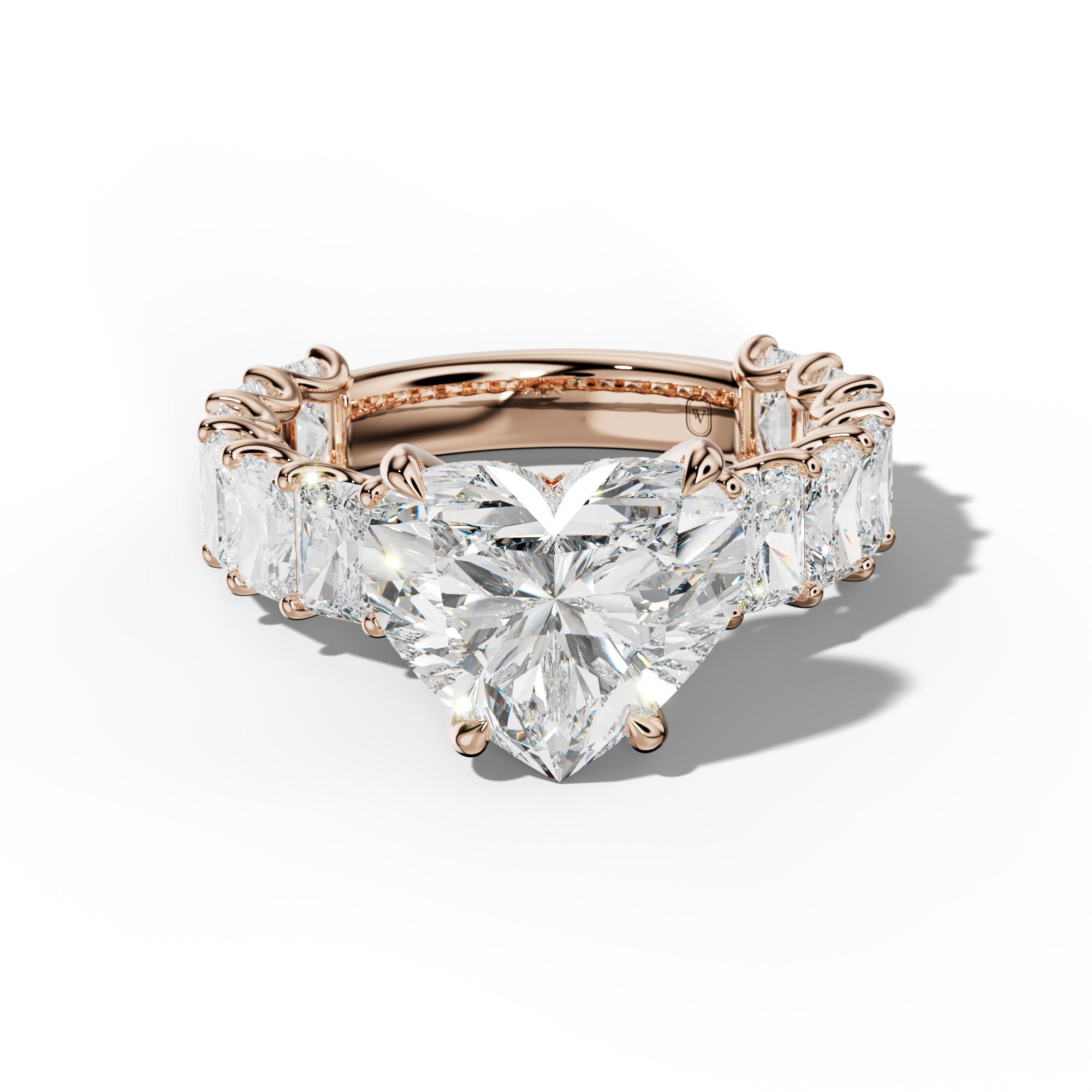 Catalina Heart Diamond Engagement Ring With Radiant Side Stones