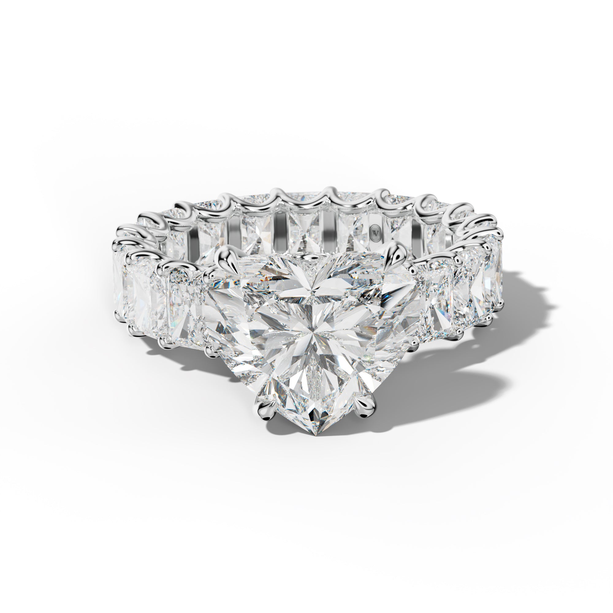 Parker Heart Diamond Engagement Ring With Radiant Side Stones